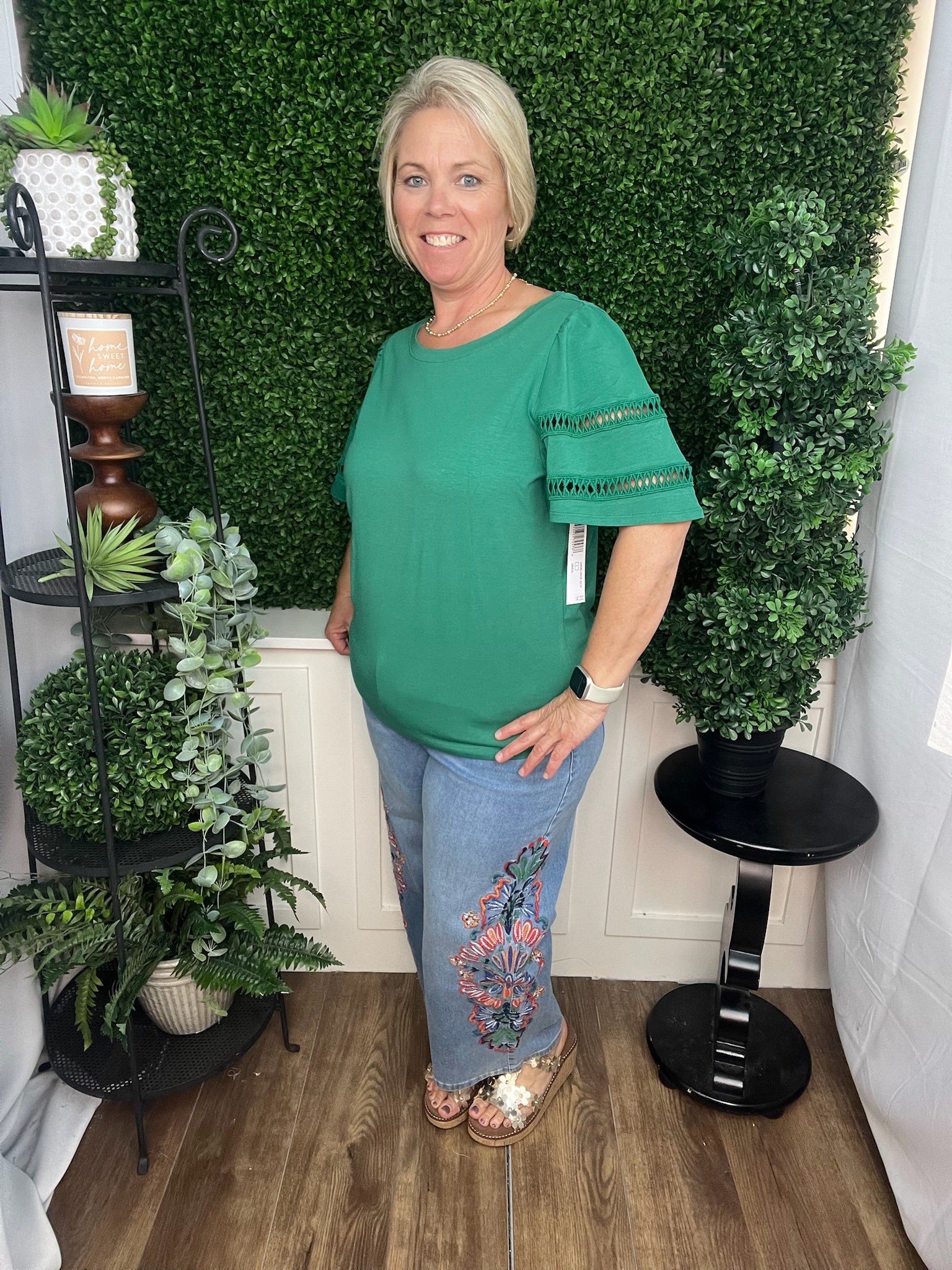 FLUTTER SLEEVE TOP - GRASS