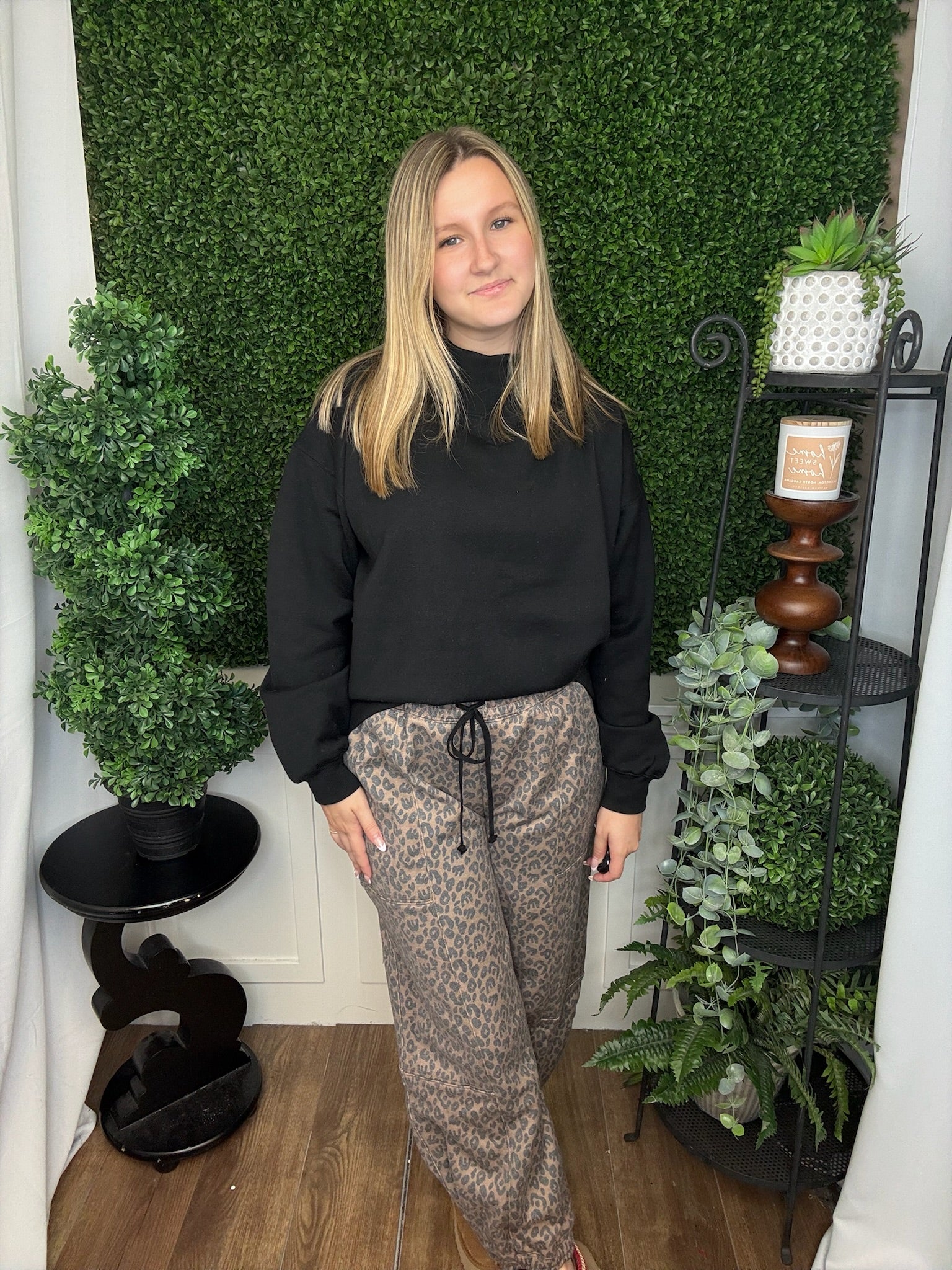 LEOPARD PRINT JOGGERS CHOCOLATE/BLACK