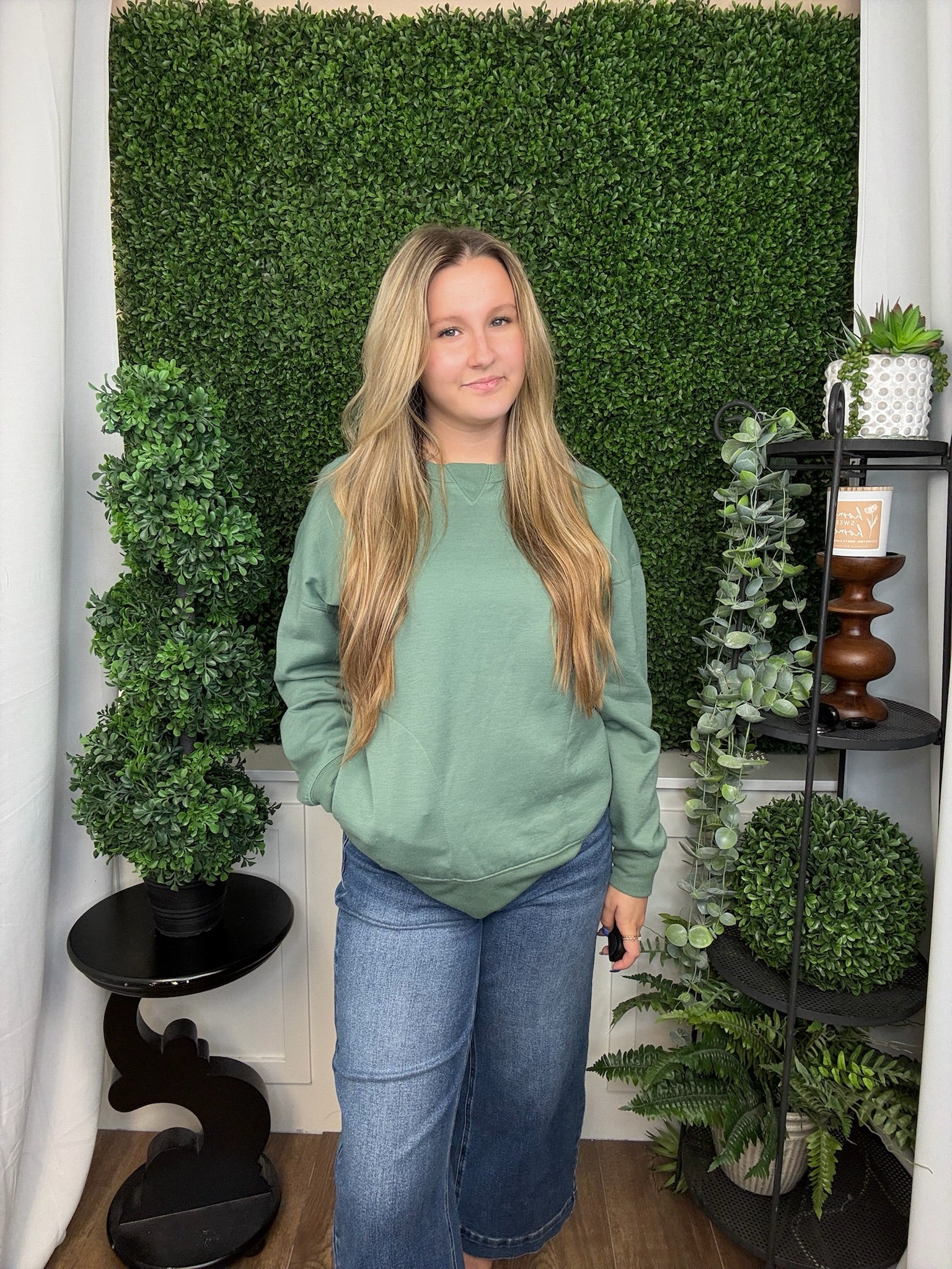 OVERSIZED CASUAL COMFY SOLID KNIT TOP - SAGE