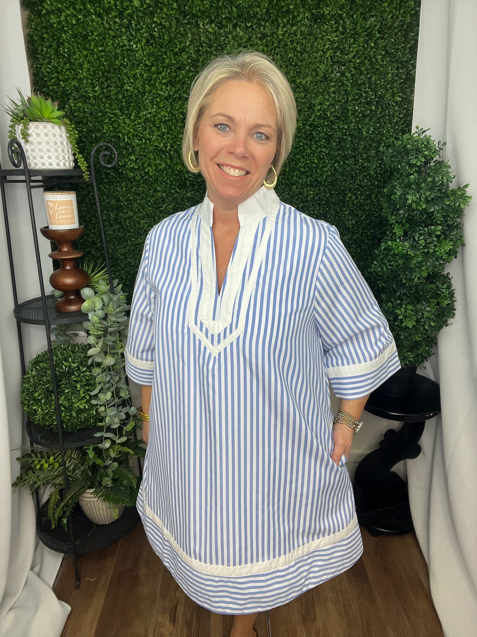 Lt Blue Stripped Dress