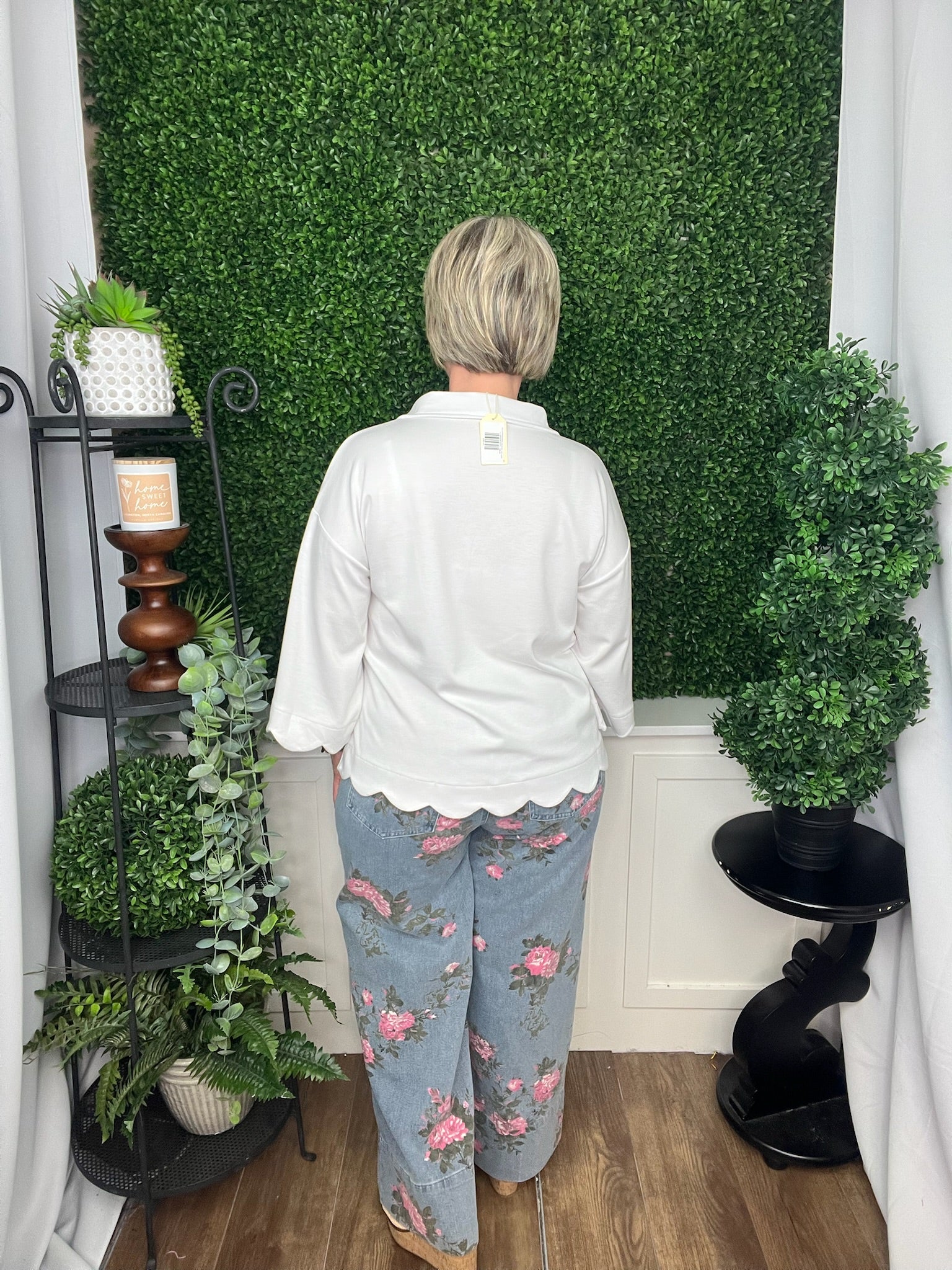 WIDE LEG PANT LT BLUE WITH FLOWERS