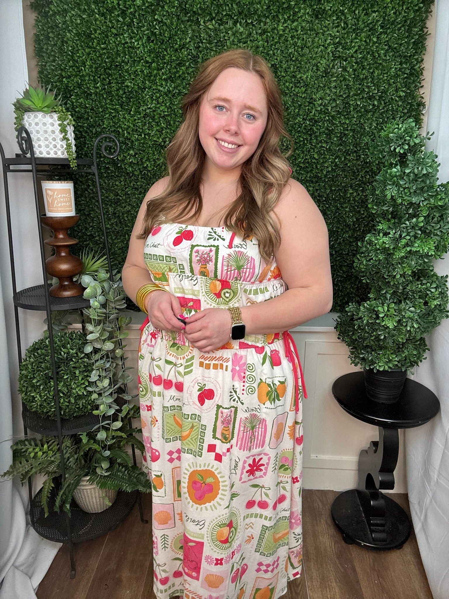 Tutti Frutti Smocked Tie-Strap Dress