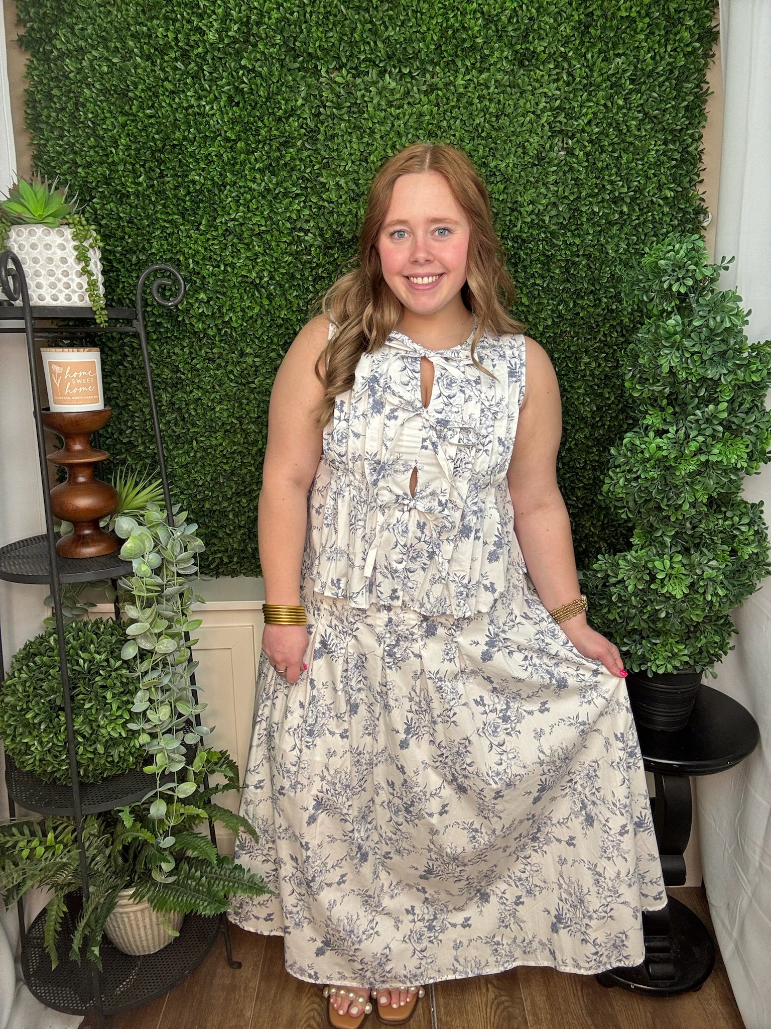 Willow Toile Pleated Midi Skirt