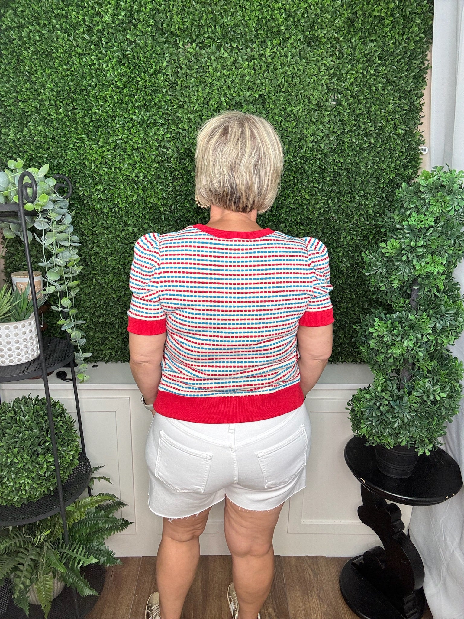CROPPED SHORT PUFF SLEEVE TOP - RED