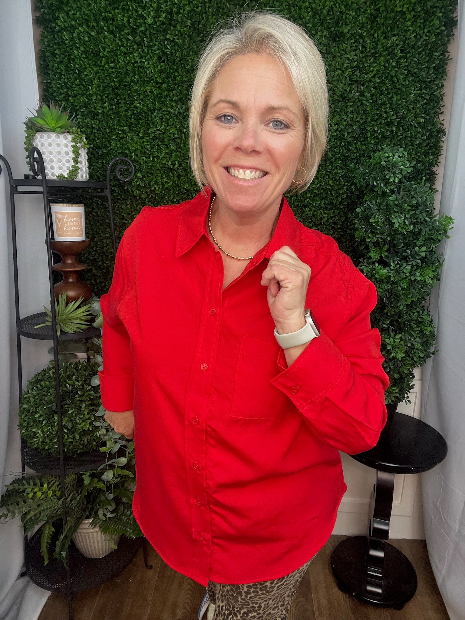 Cherry Pop Button-Down Blouse