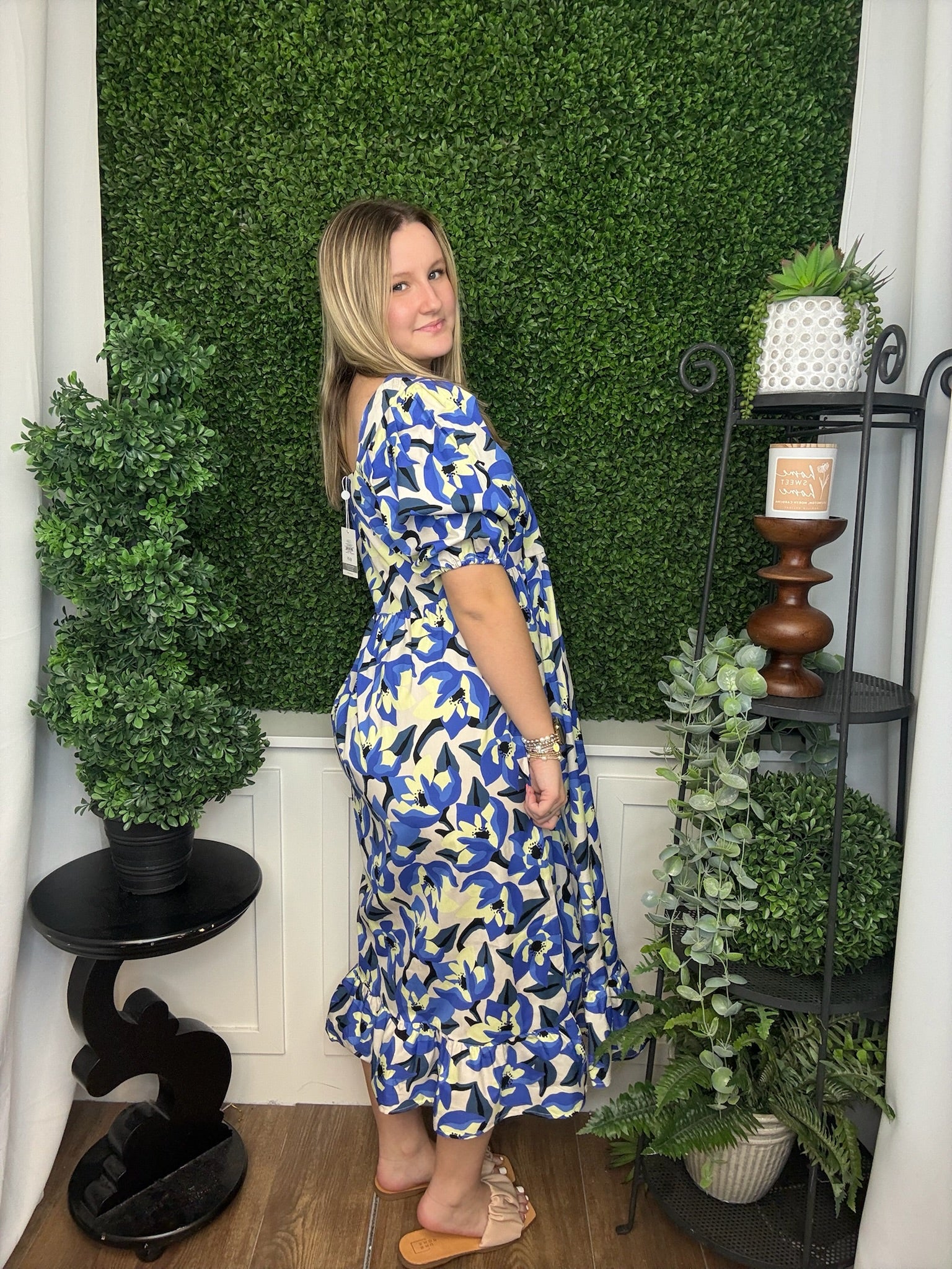 GENTRY PRINTED MIDI DRESS - BLUE