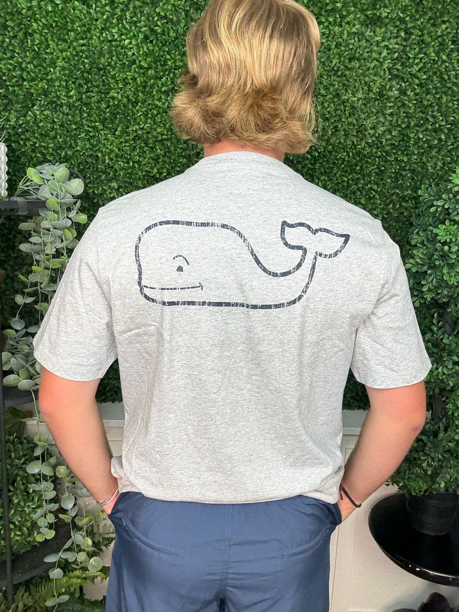 VINTAGE WHALE SS PKT TEE GRY/H