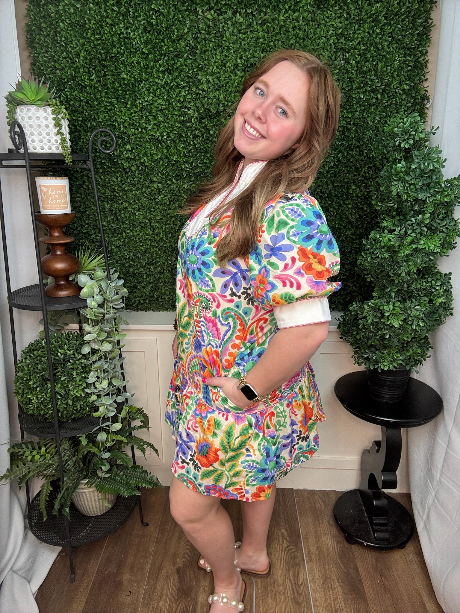 SHORT SLEEVE MULTI COLOR DRESS