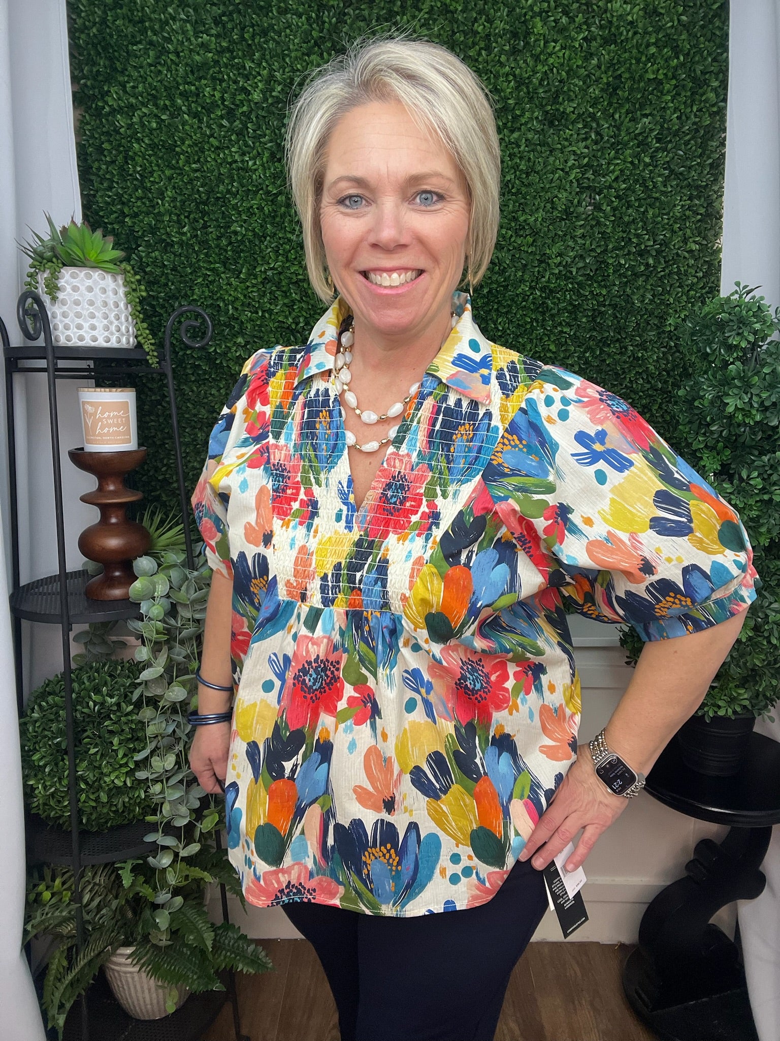 FLORAL PRINT COLORFUL BLOUSE - MULTI