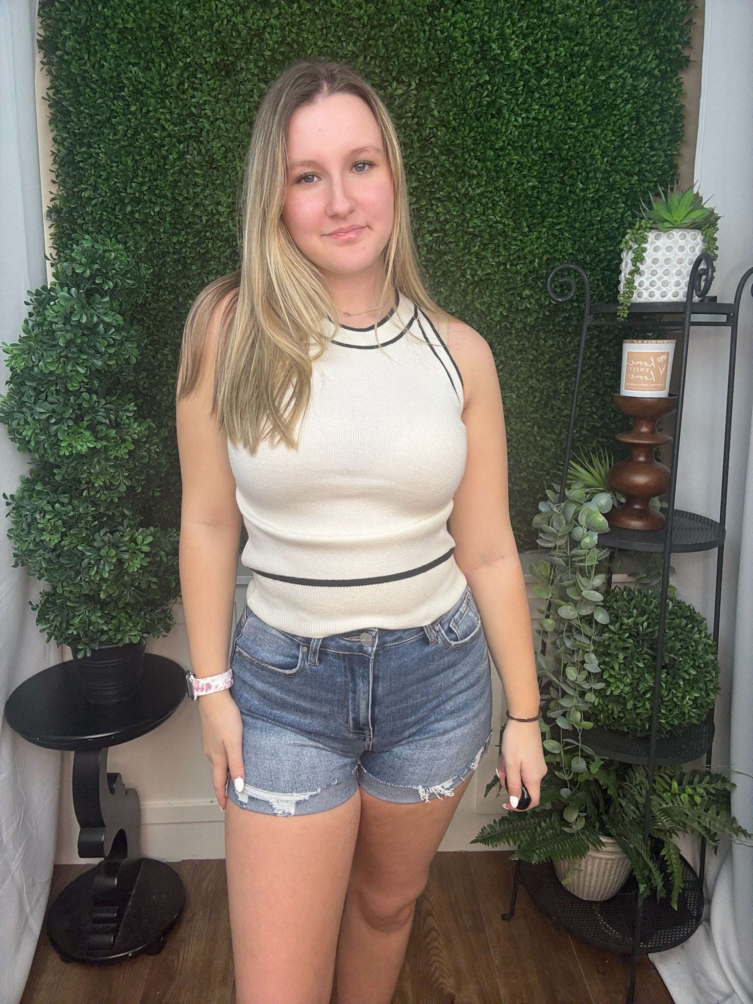 Contrast Trim Knit Tank