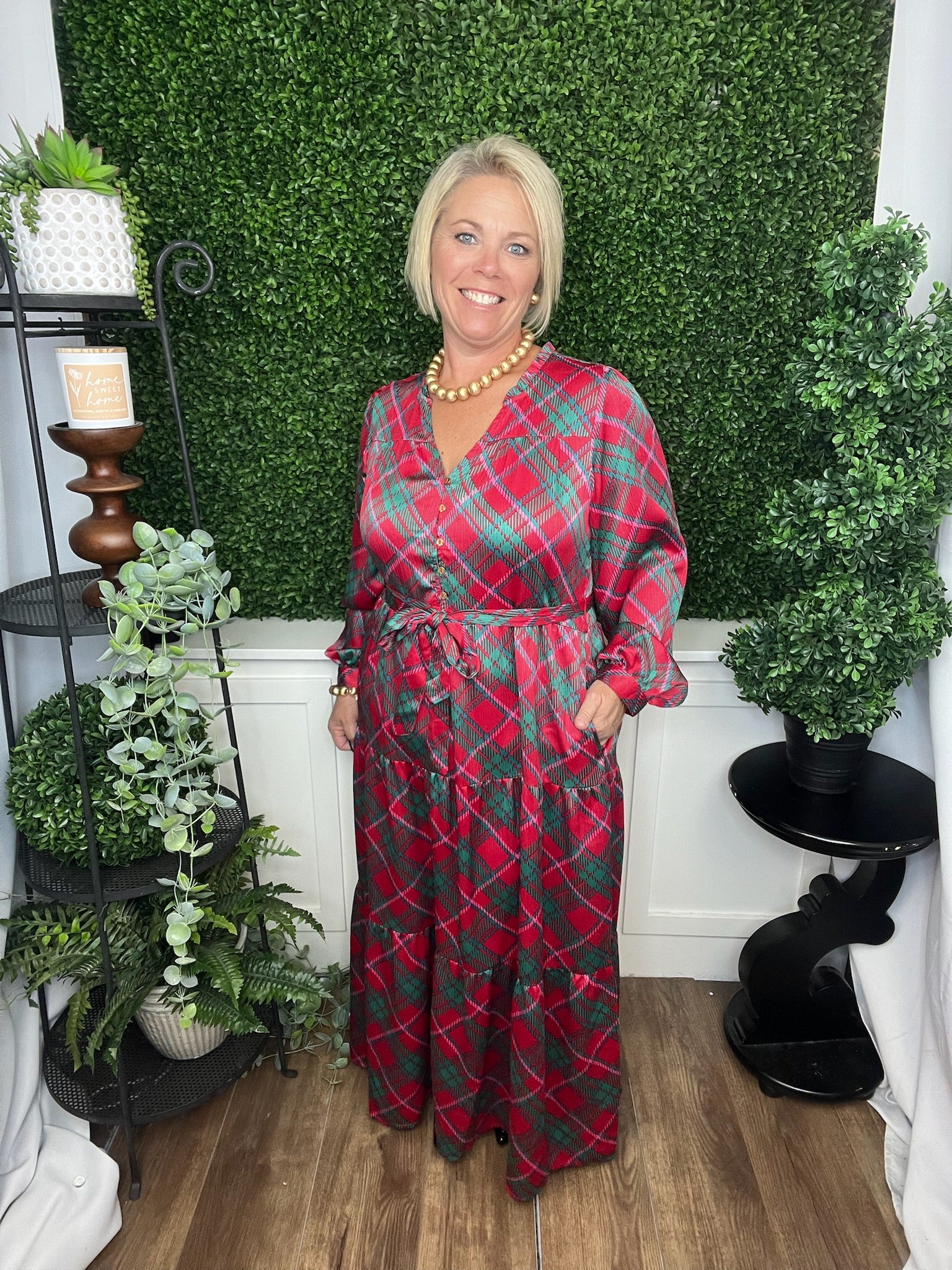 GRACELYN DRESS PLAID ABOUT YOU - PINK