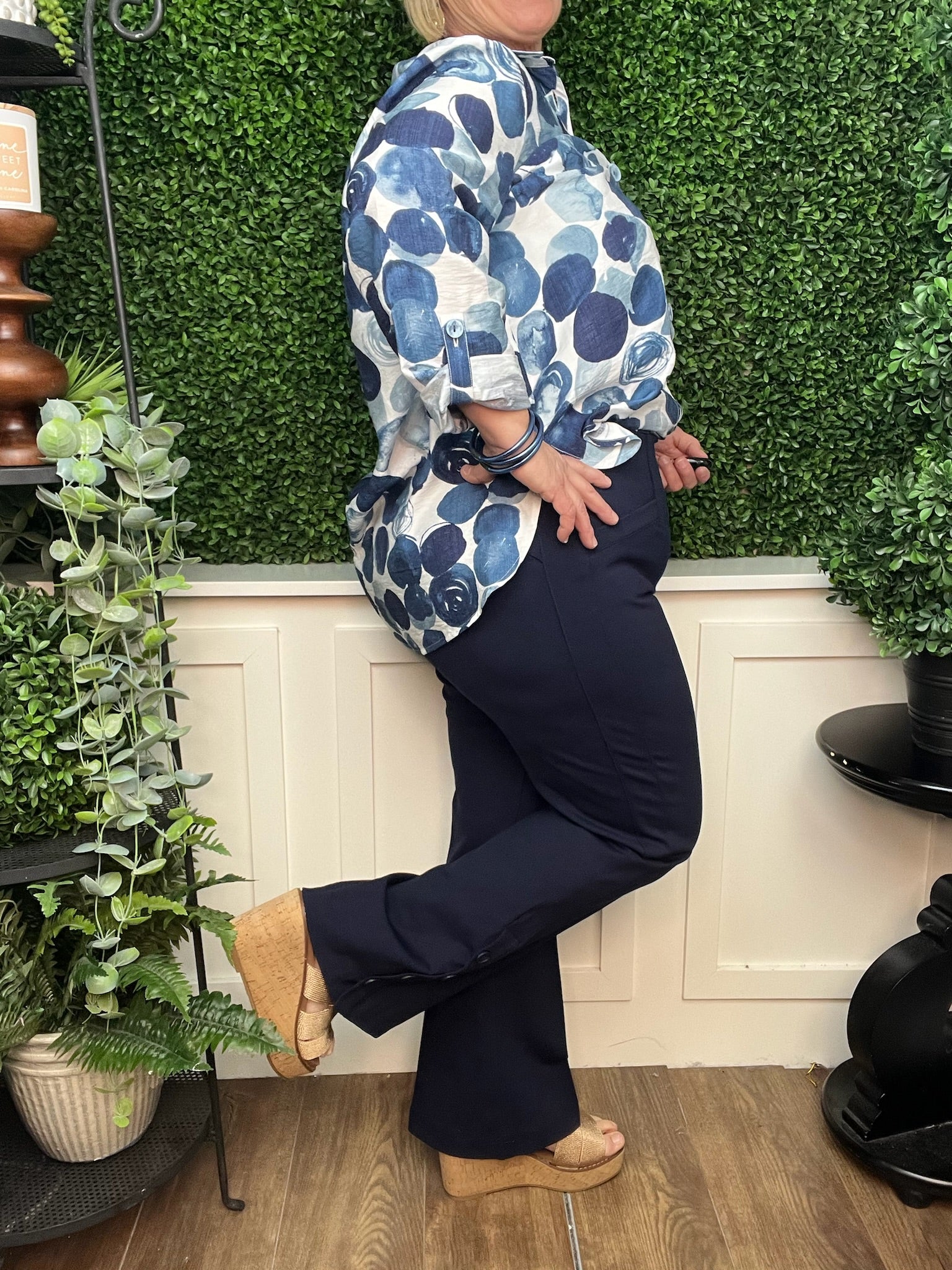 STELLA PULLON KICK FLARE PANTS 27" INS - CADET BLUE