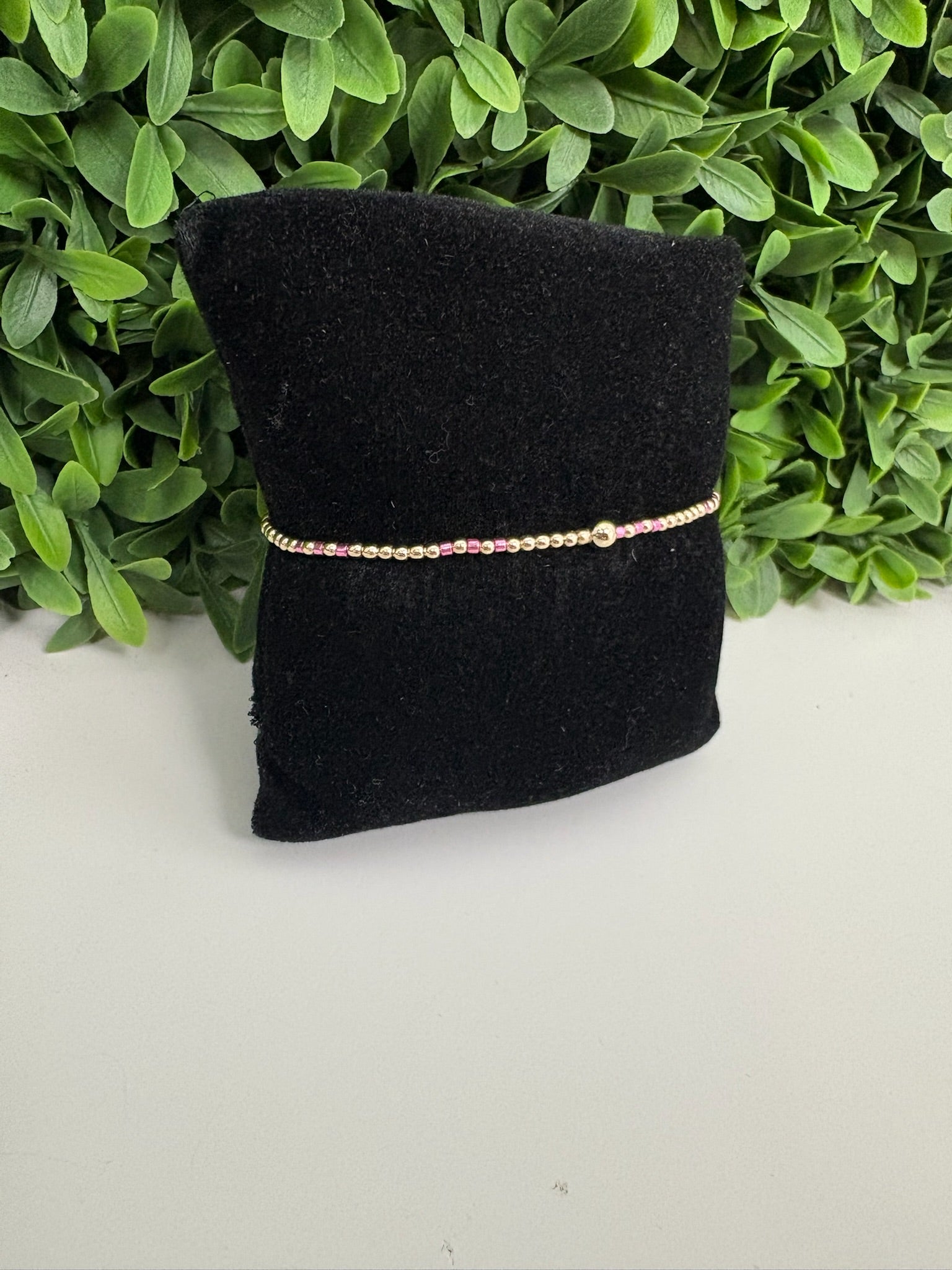 HOPE JOY PATTERN 2MM BEAD BRACELET - PINK METALLIC