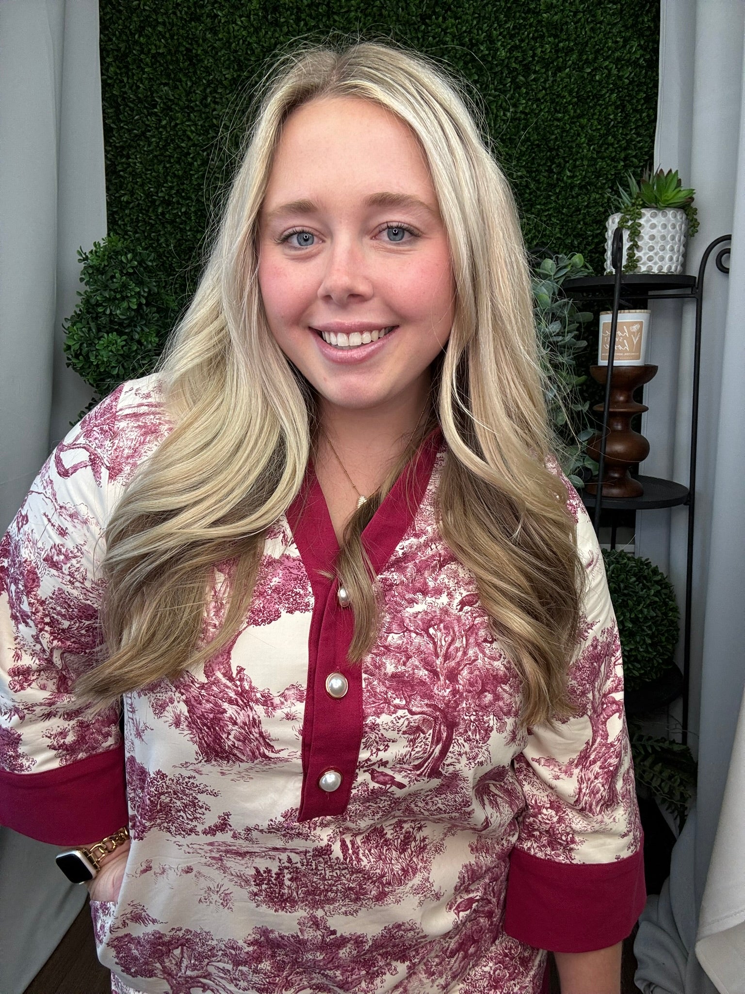 TOILE 3/4 SLEEVE MINI DRESS - BURGUNDY