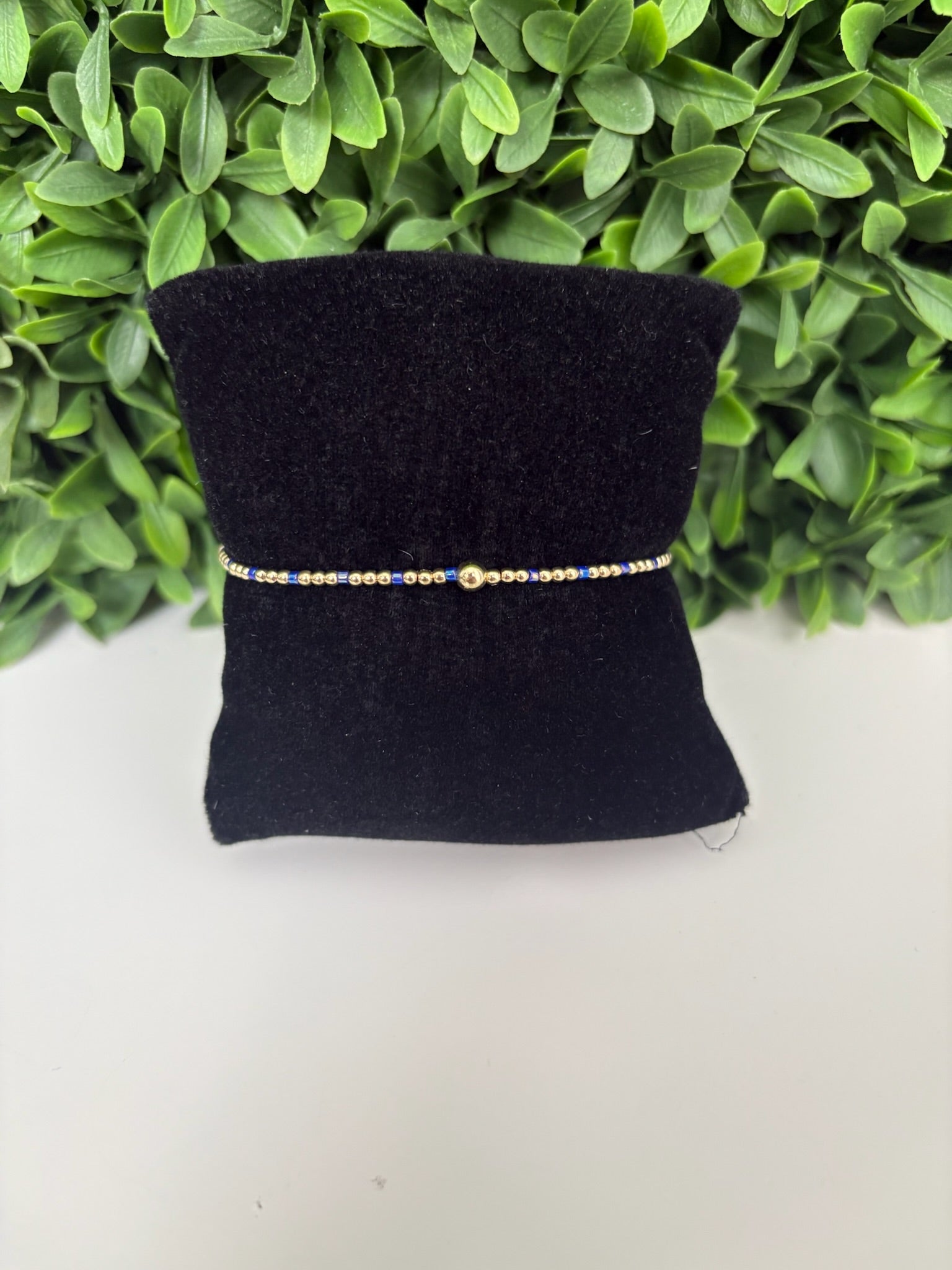 HOPE SINCERITY PATTERN 2MM BEAD BRACELET - BLUE METALLIC