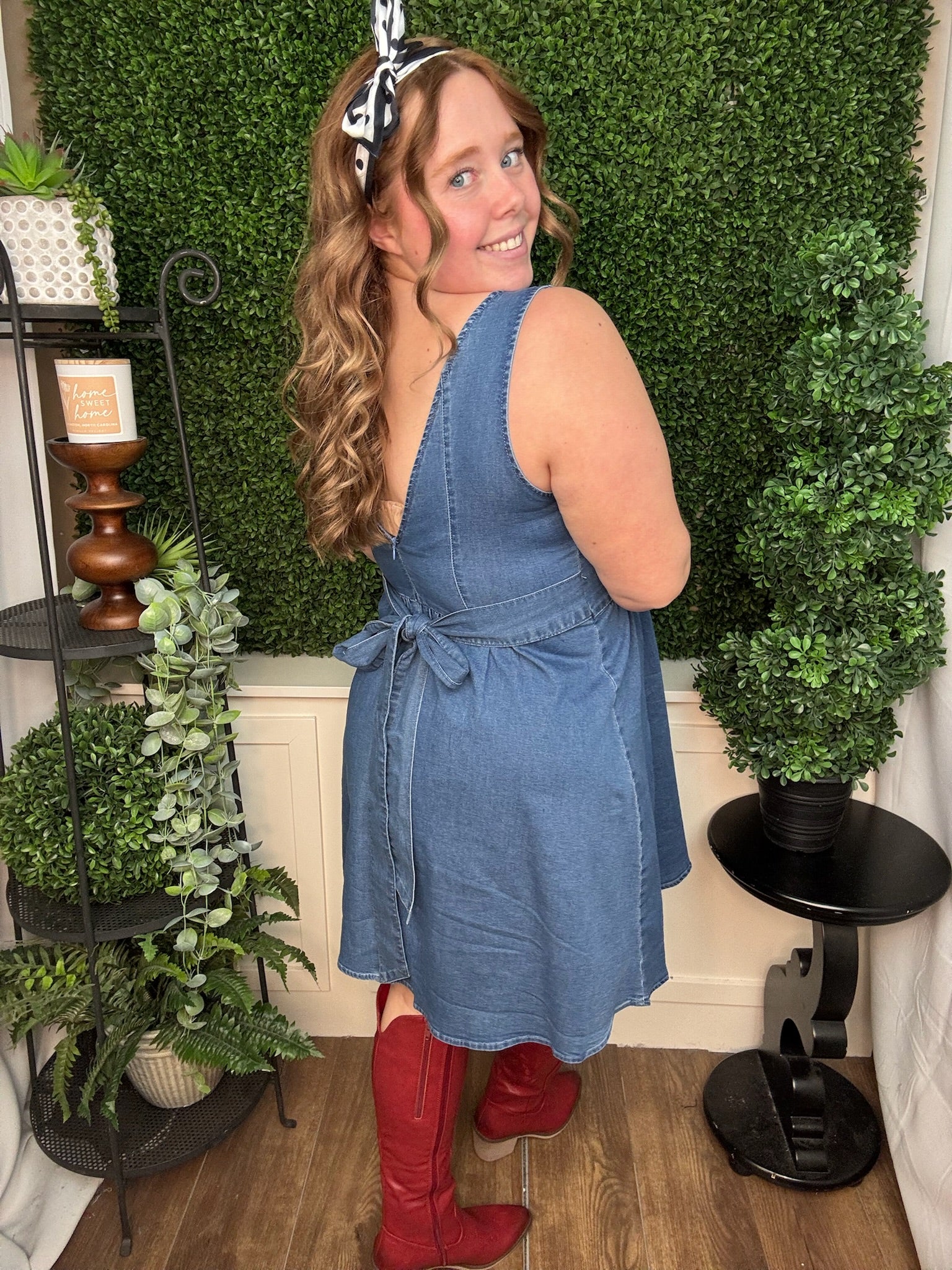 BABYBLUE BOW DRESS - DENIM