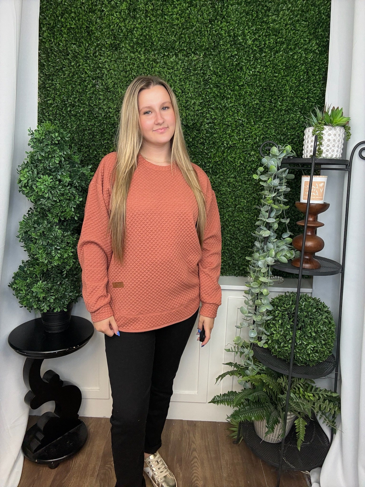 KERRY QUILT LS TOP - COPPER