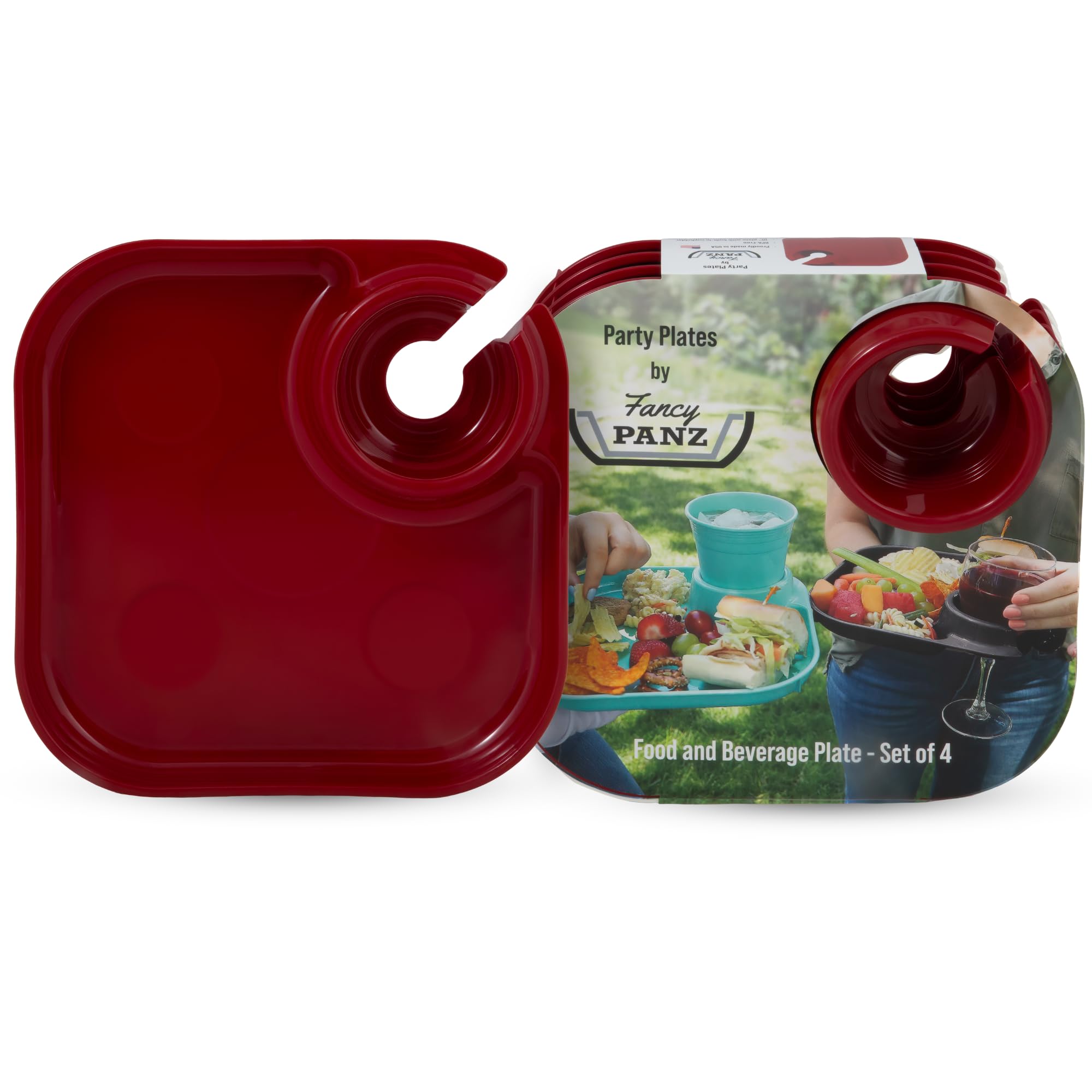 FANCY PLATES - PACK OF 4 - RED
