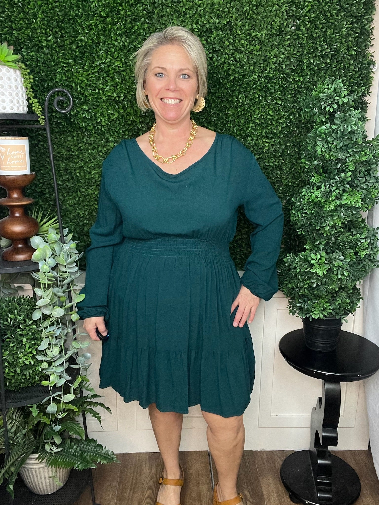 SMOCKED WAIST MINI DRESS