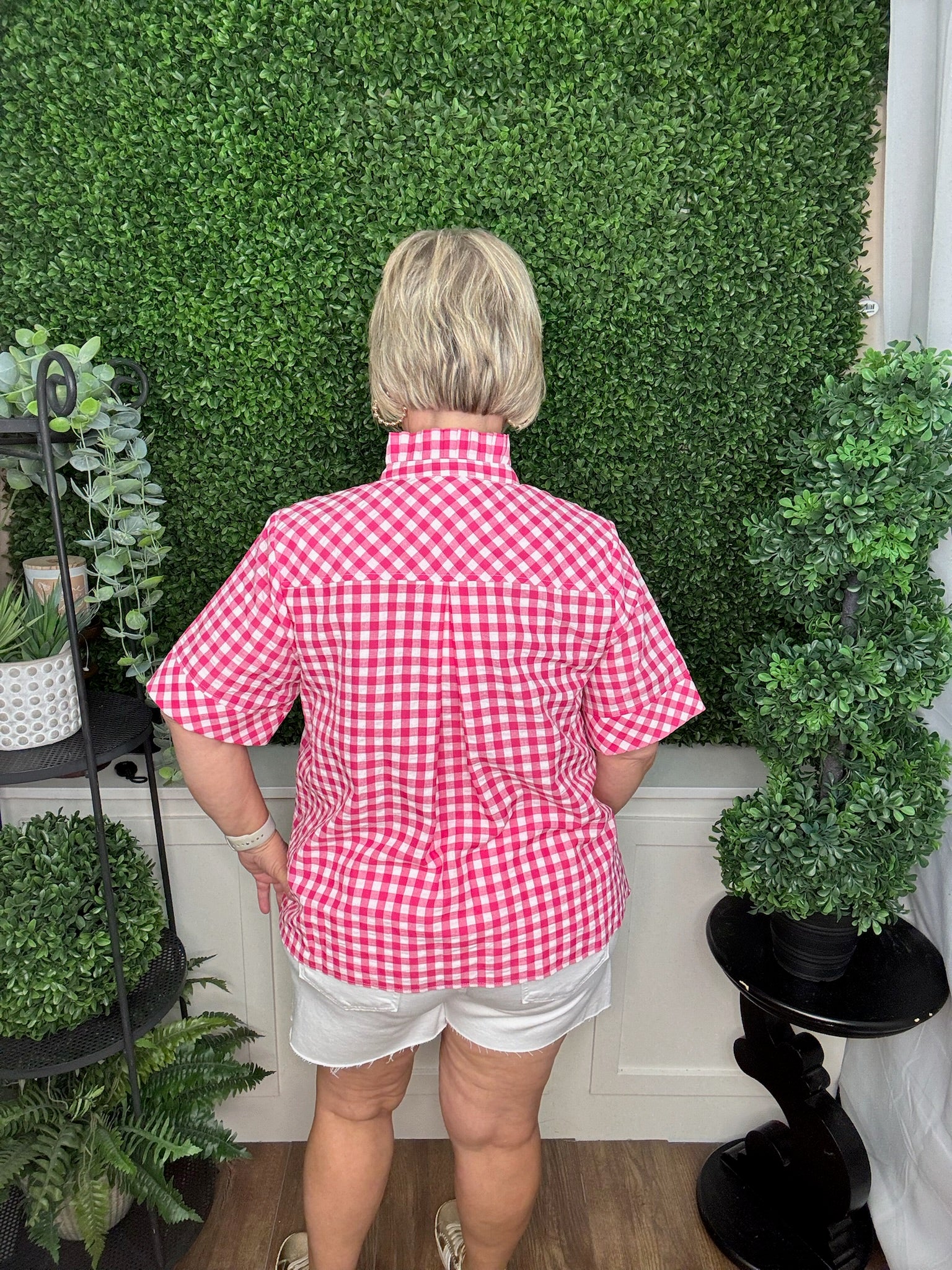 Sweet Retreat Gingham Swing Top