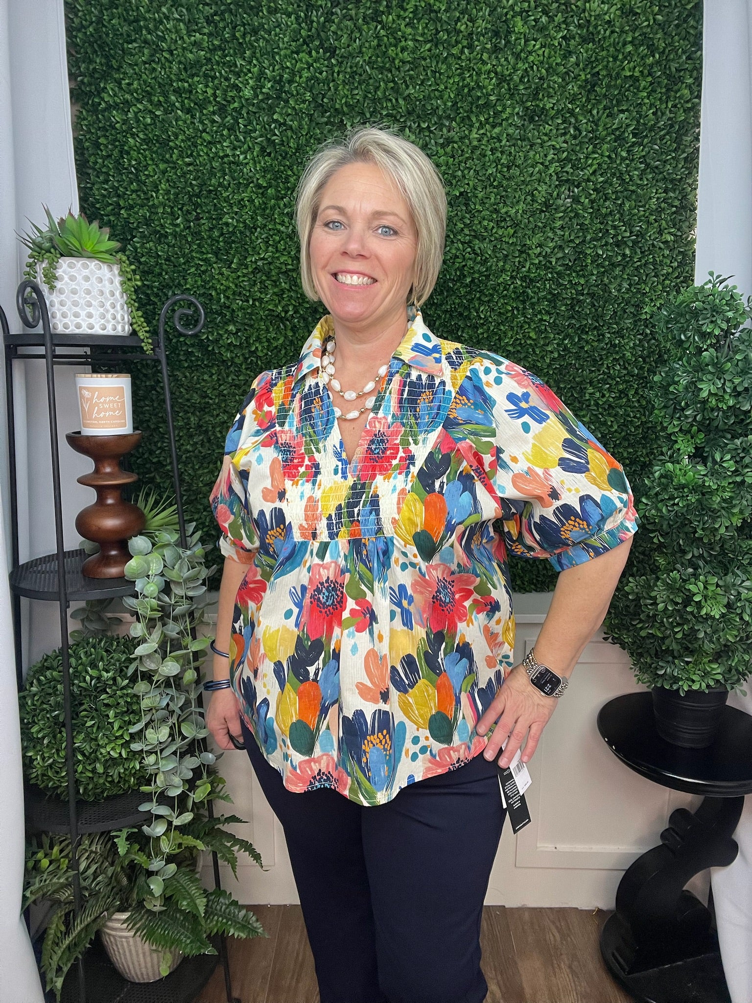 FLORAL PRINT COLORFUL BLOUSE - MULTI