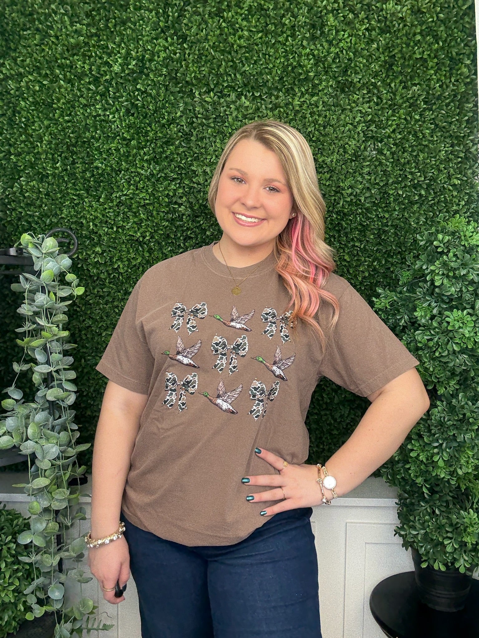 CAMO BOW DUCK CHECK - ESPRESSO