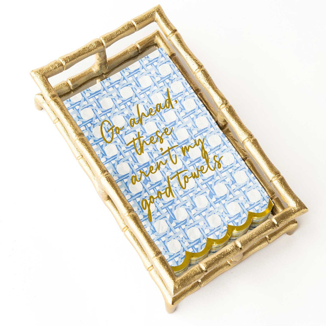 PAPER GUEST TOWEL PACK - BLUE CANE