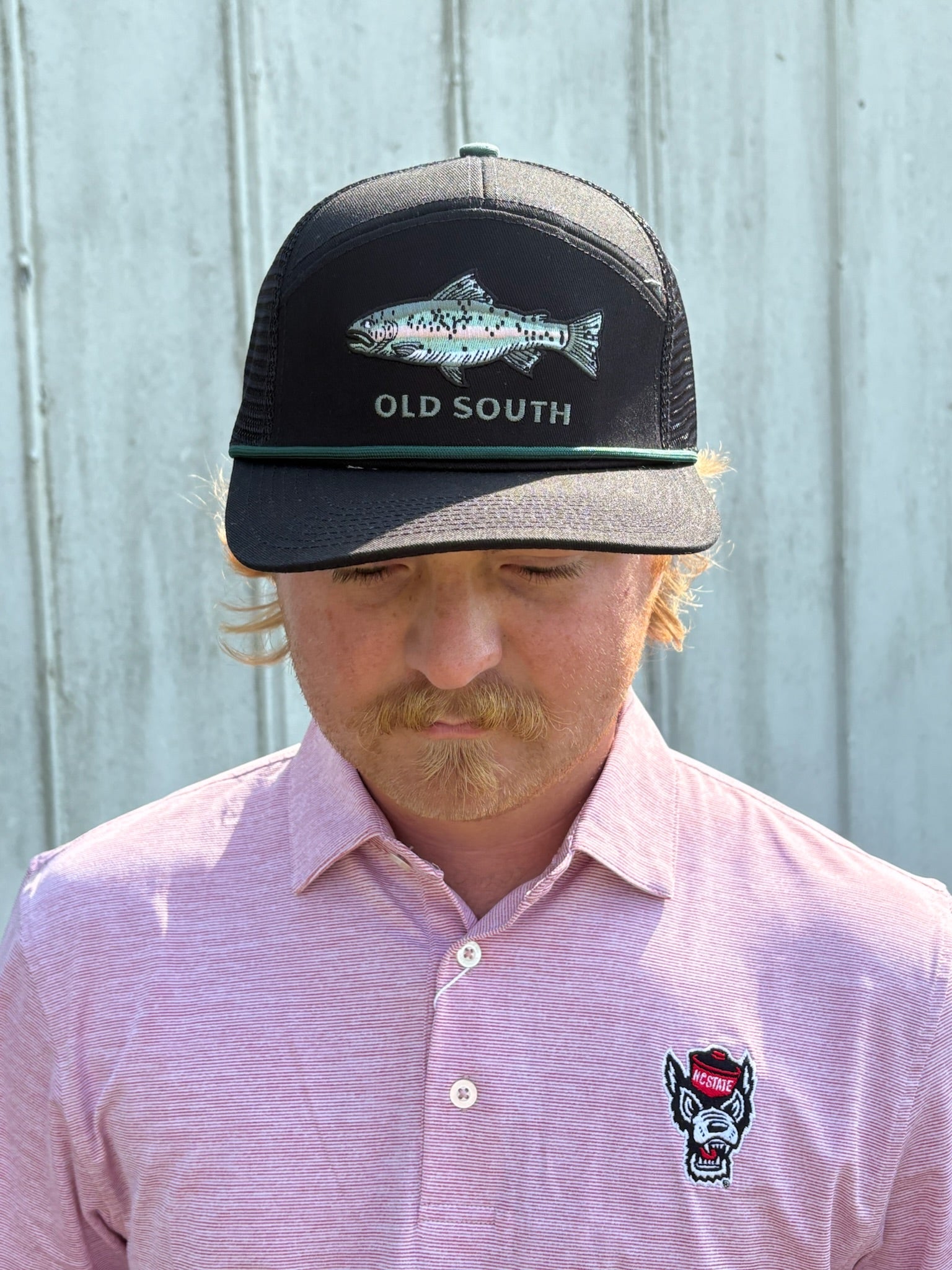 RAINBOW TROUT TRUCKER HAT - BLACK/BLACK