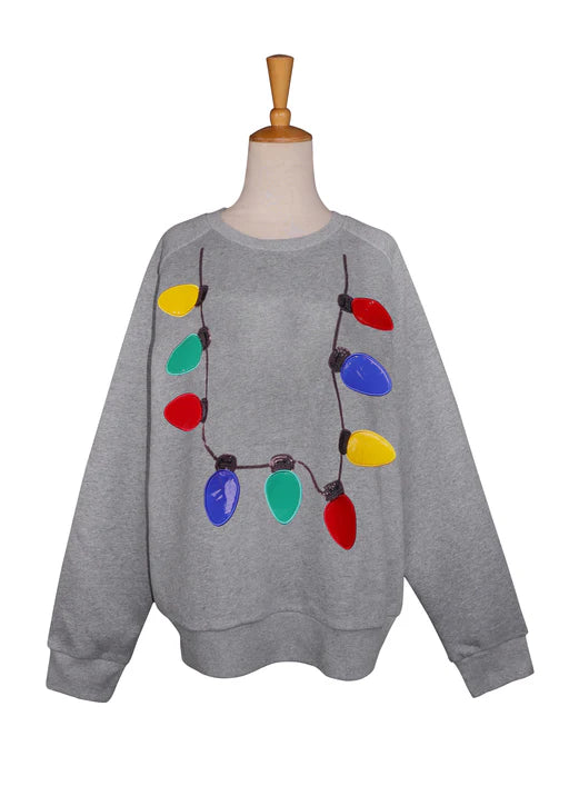 CHRISTMAS LIGHTS SWEATSHIRT - GREY