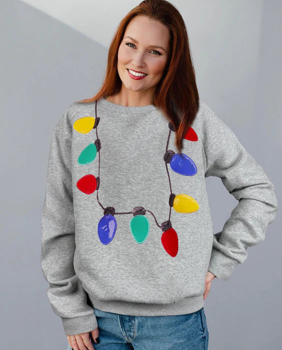 CHRISTMAS LIGHTS SWEATSHIRT - GREY