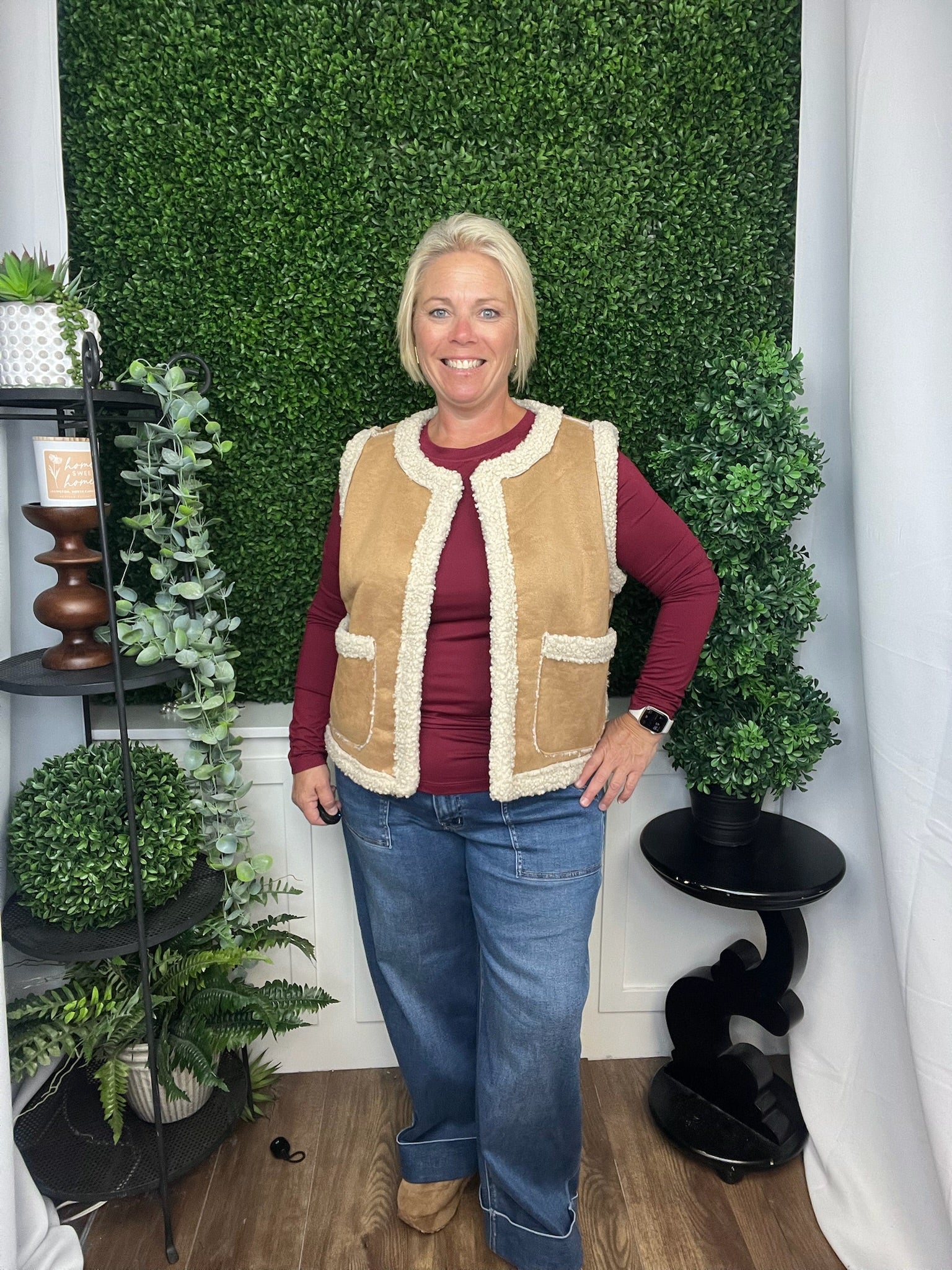 KEEGAN FAUX SUEDE OPEN FRONT VEST