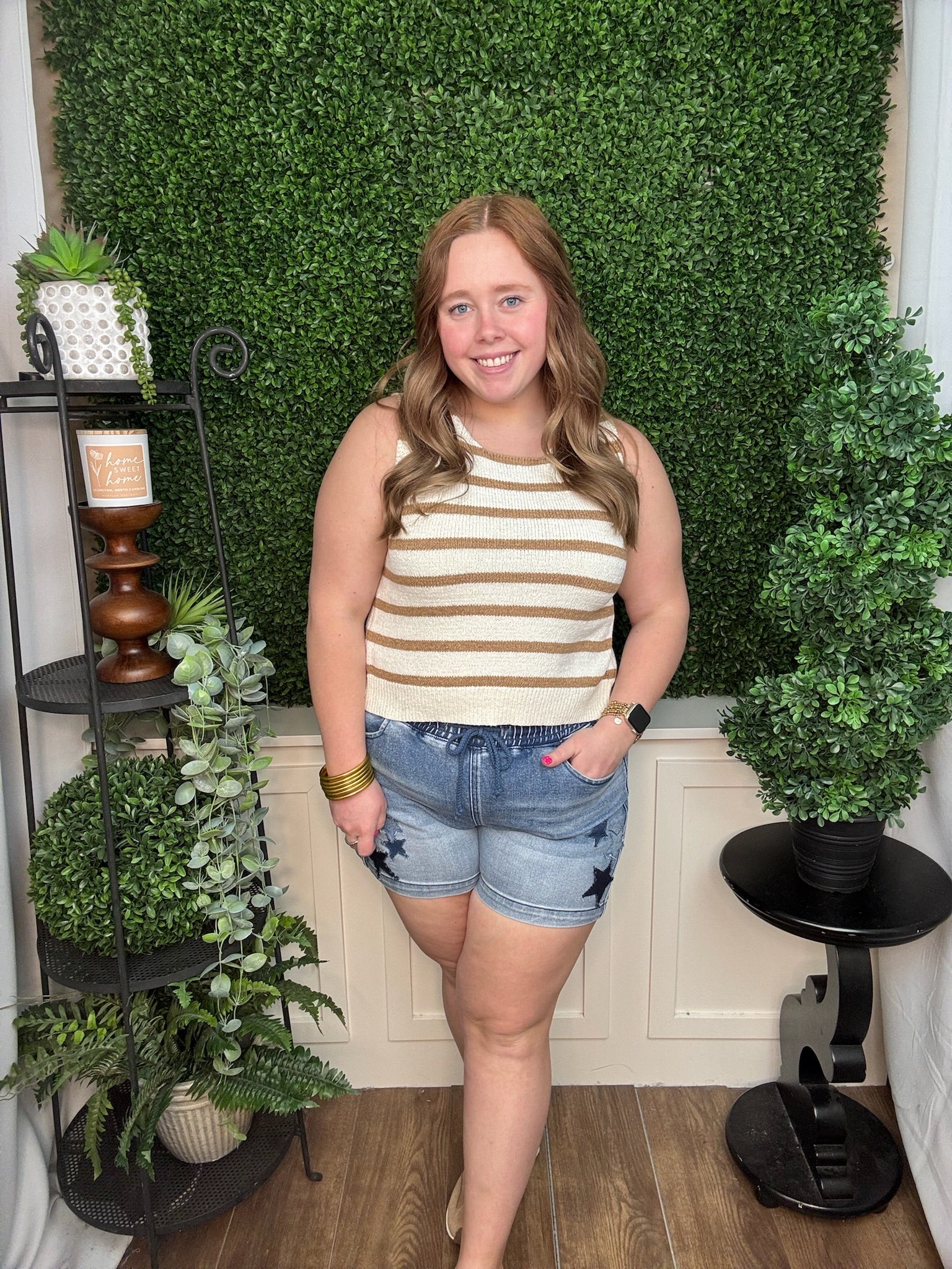 Khaki Stripe Knit Tank