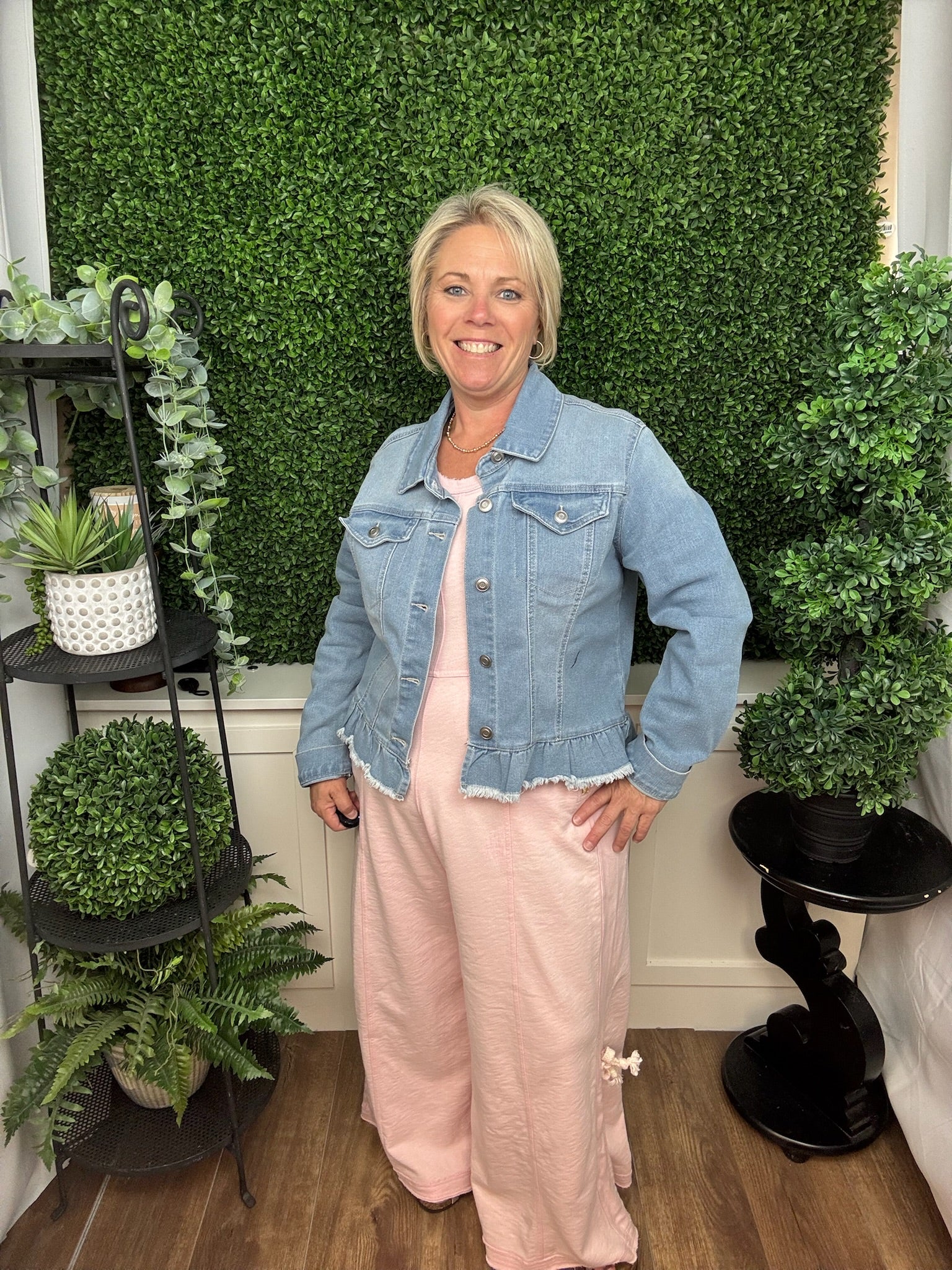 PEPLUM DENIM JACKET LIGHT WASH