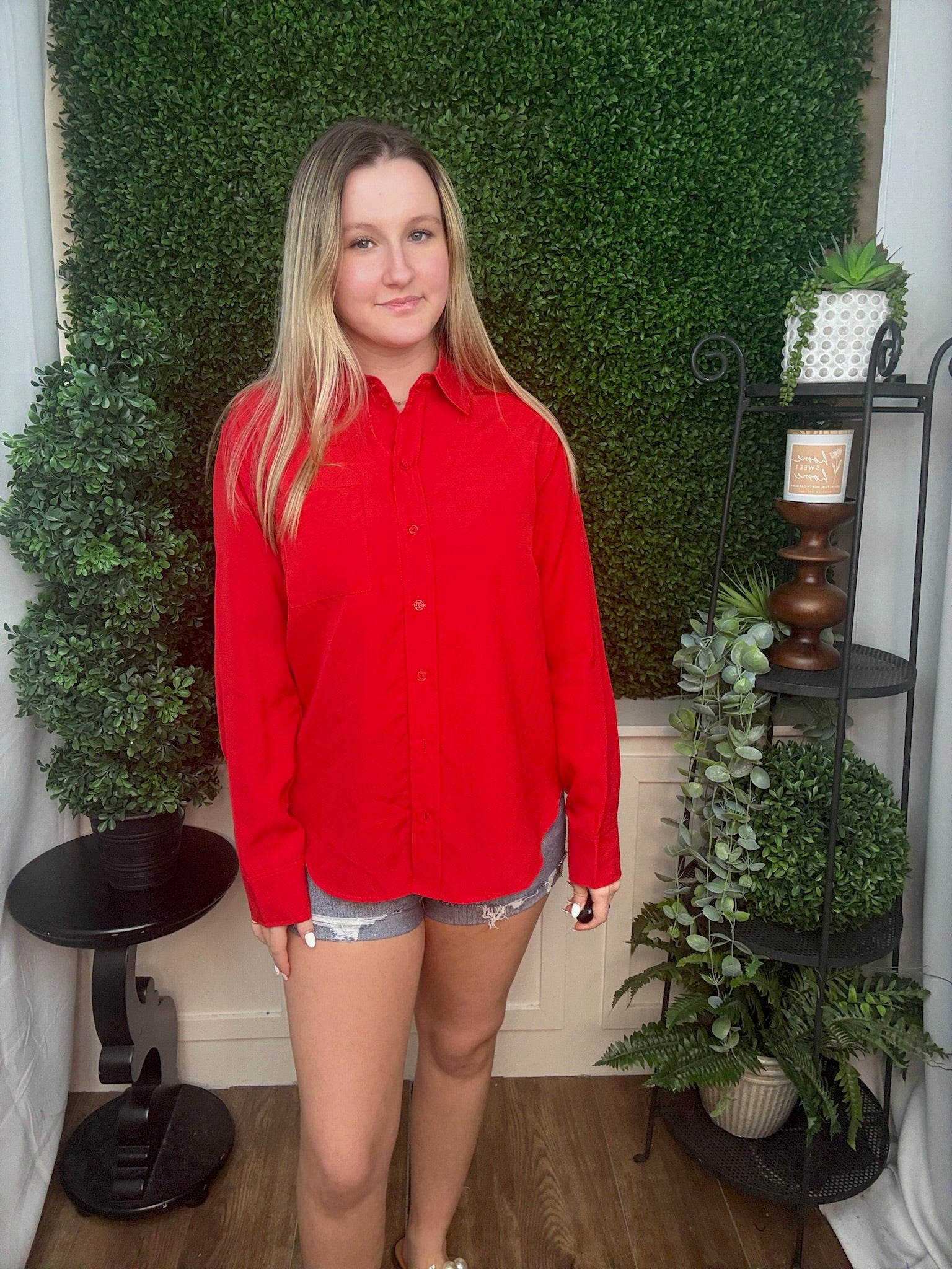 Cherry Pop Button-Down Blouse