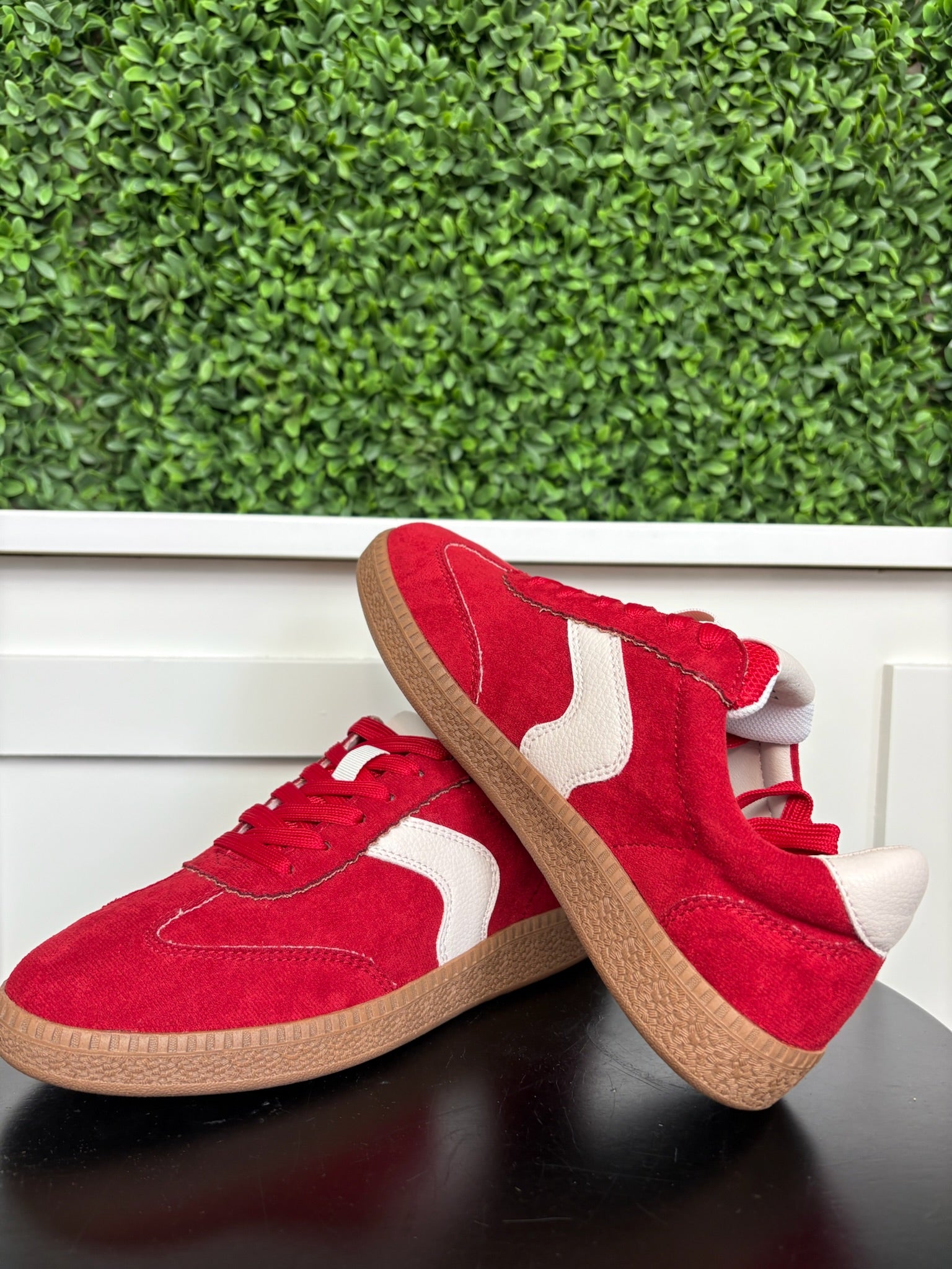 SPOILER ALERT - RED FAUX SUEDE