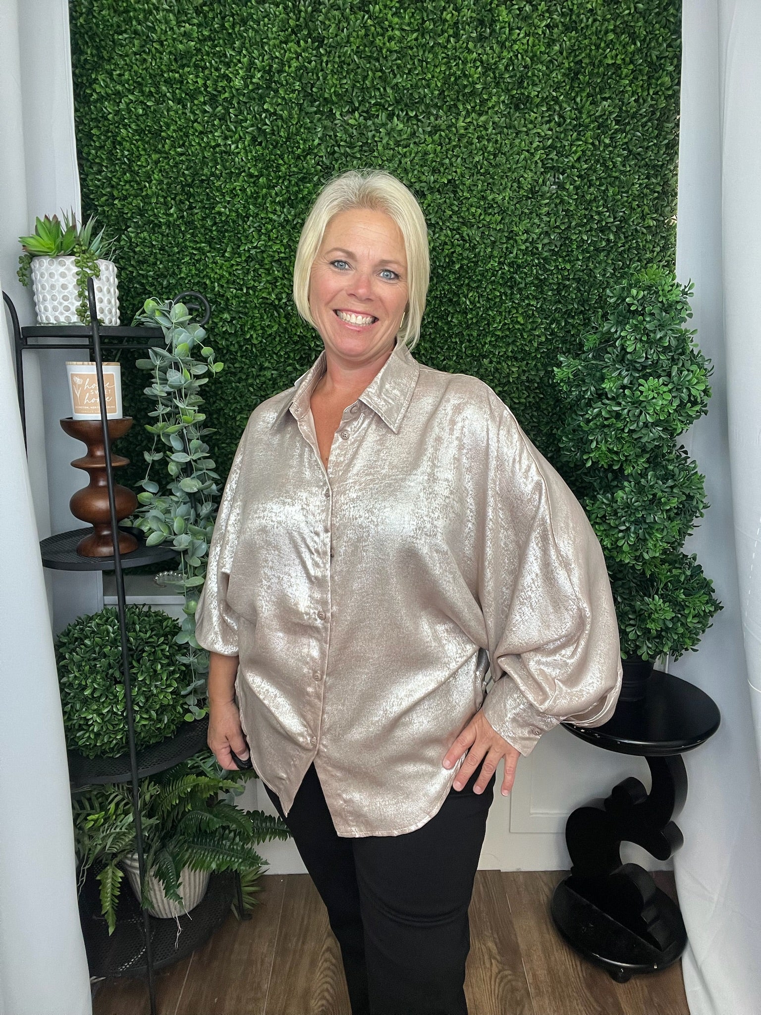 VOLUMINOUS SLEEVE BLOUSE - TAUPE