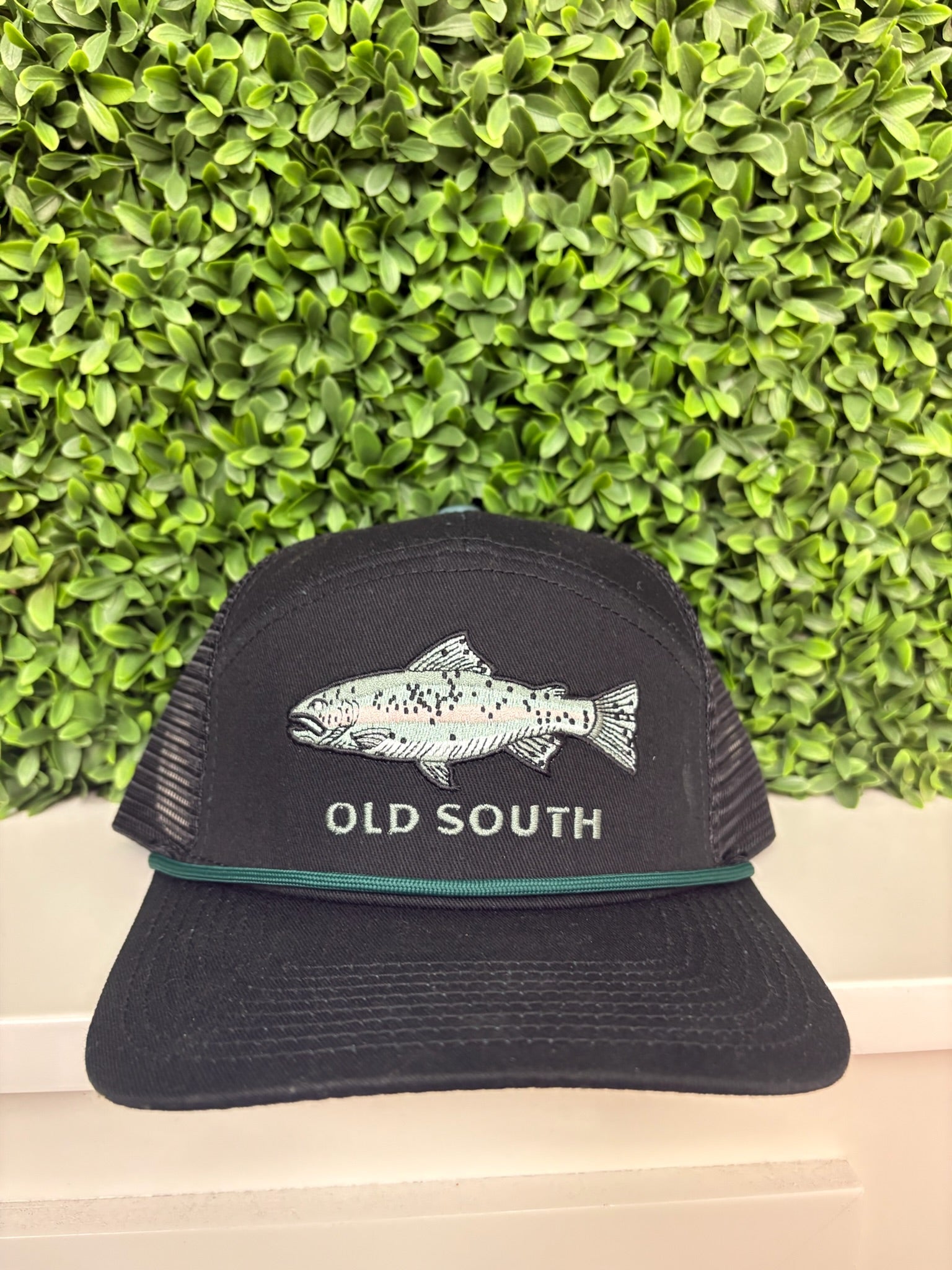 RAINBOW TROUT TRUCKER HAT - BLACK/BLACK