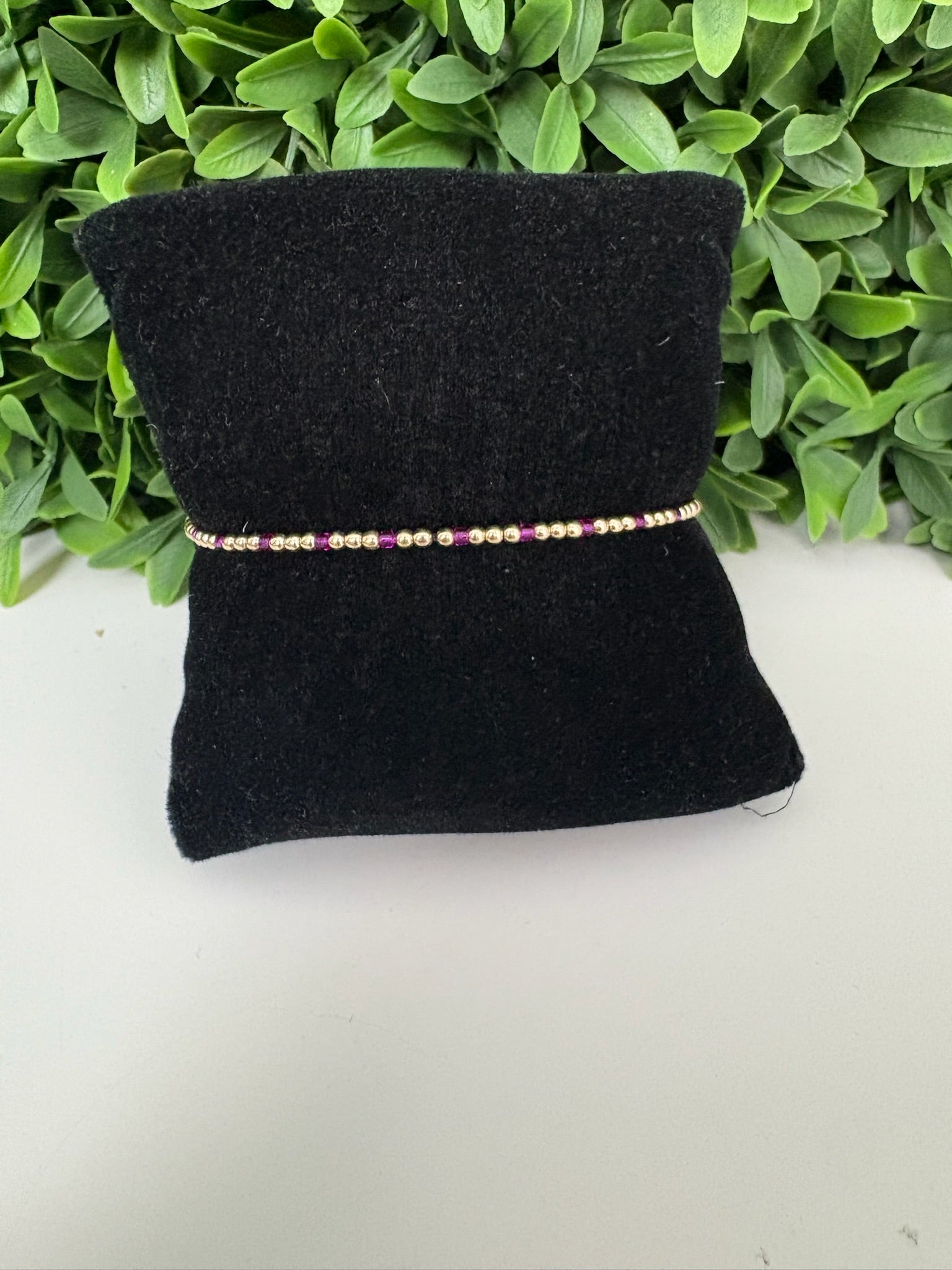 HOPE SINCERITY PATTERN 2MM BEAD BRACELET - FUCHSIA