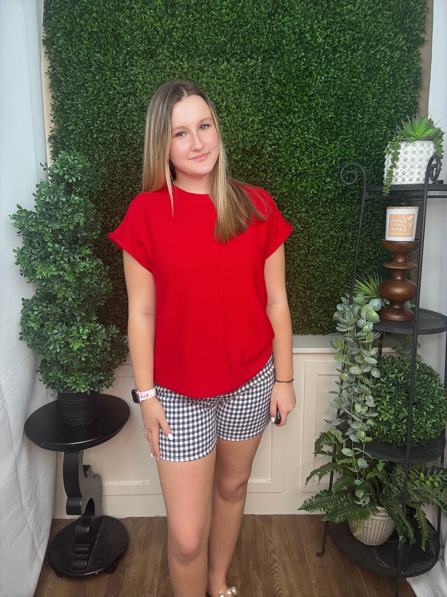 LIGHTWEIGHT GINGHAM SHORT - NAVY