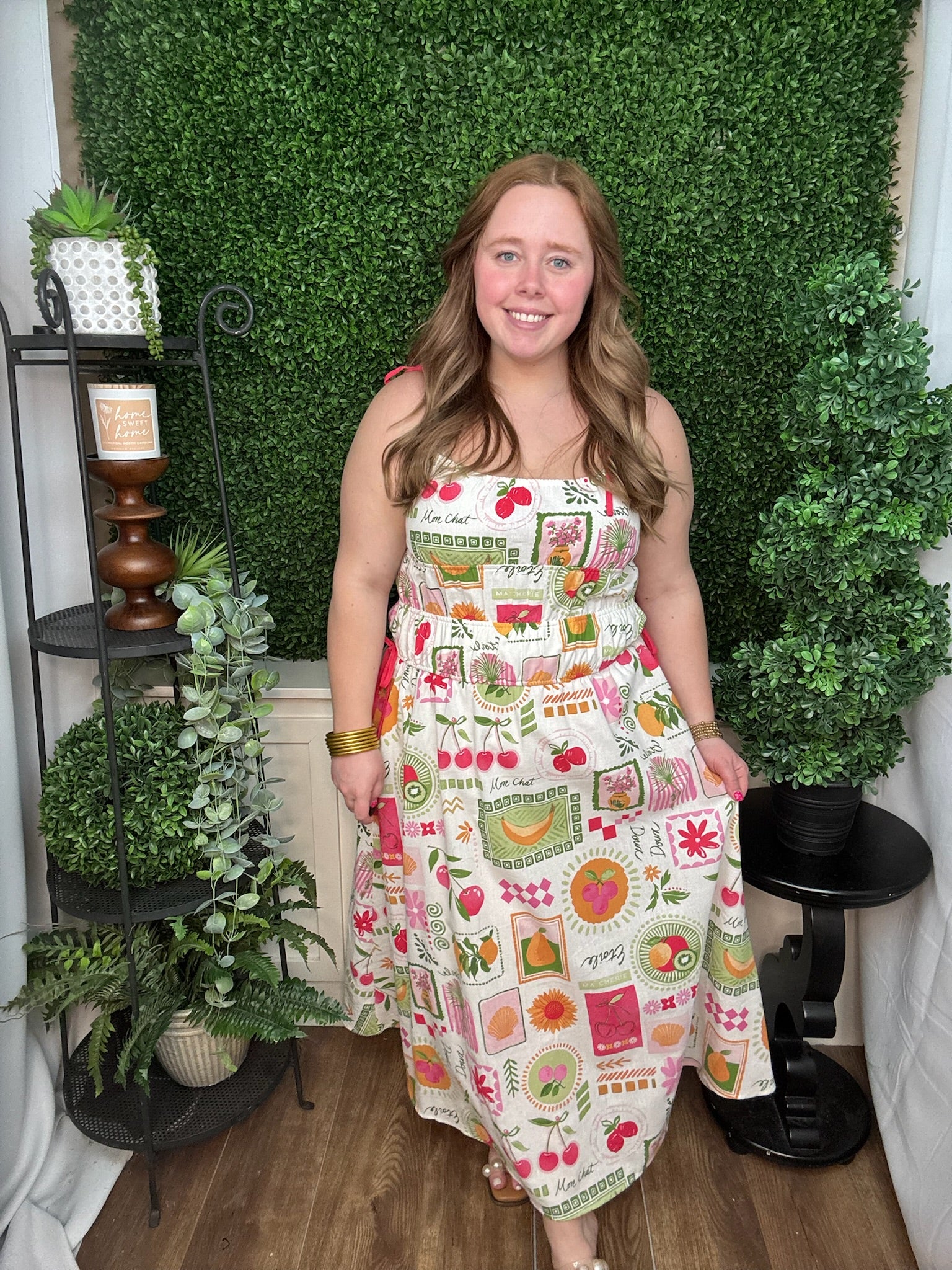 Tutti Frutti Smocked Tie-Strap Dress