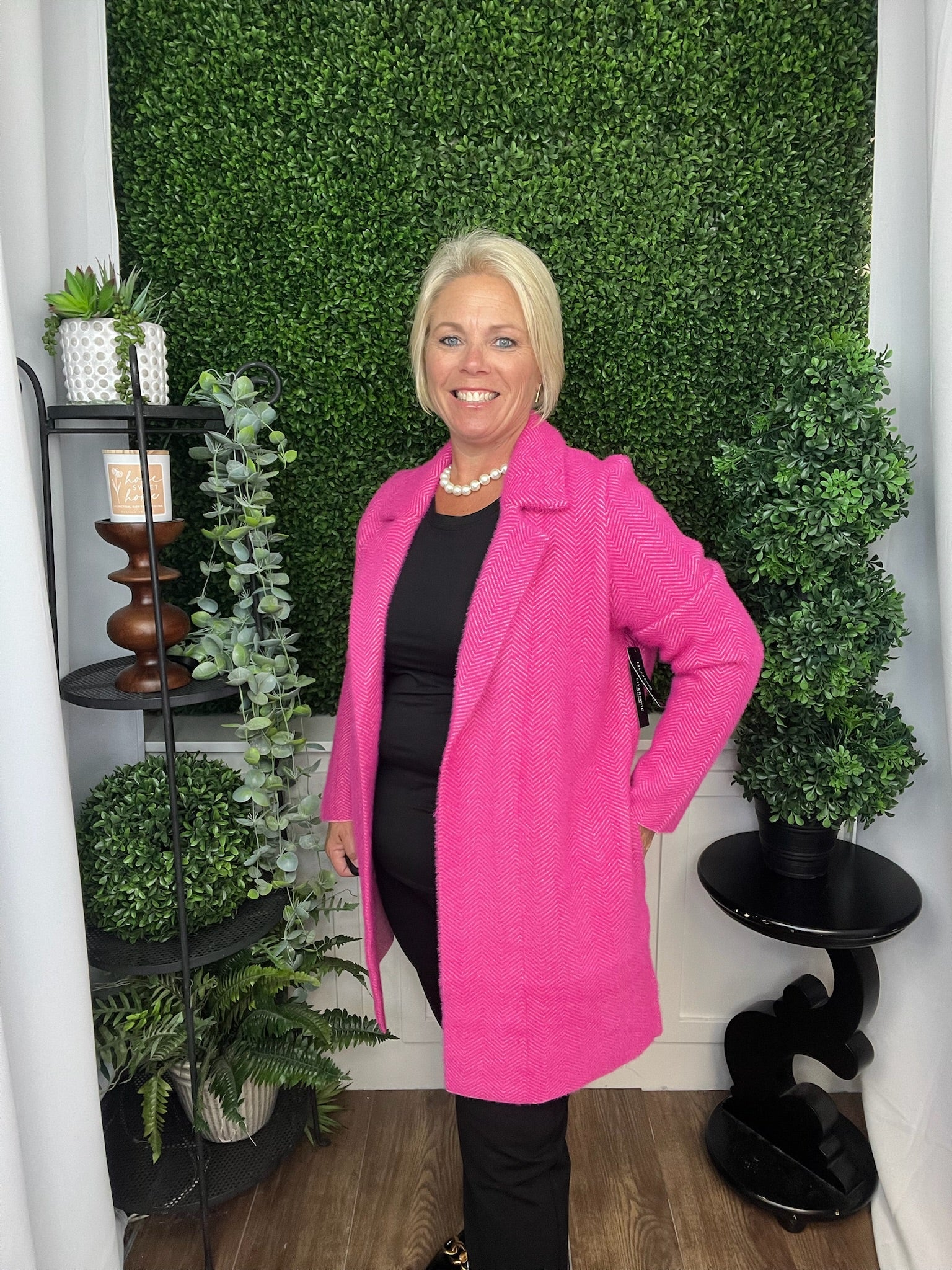 LONG SLEEVE OPEN FRONT SWEATER COAT DP RASPBERRY PINK