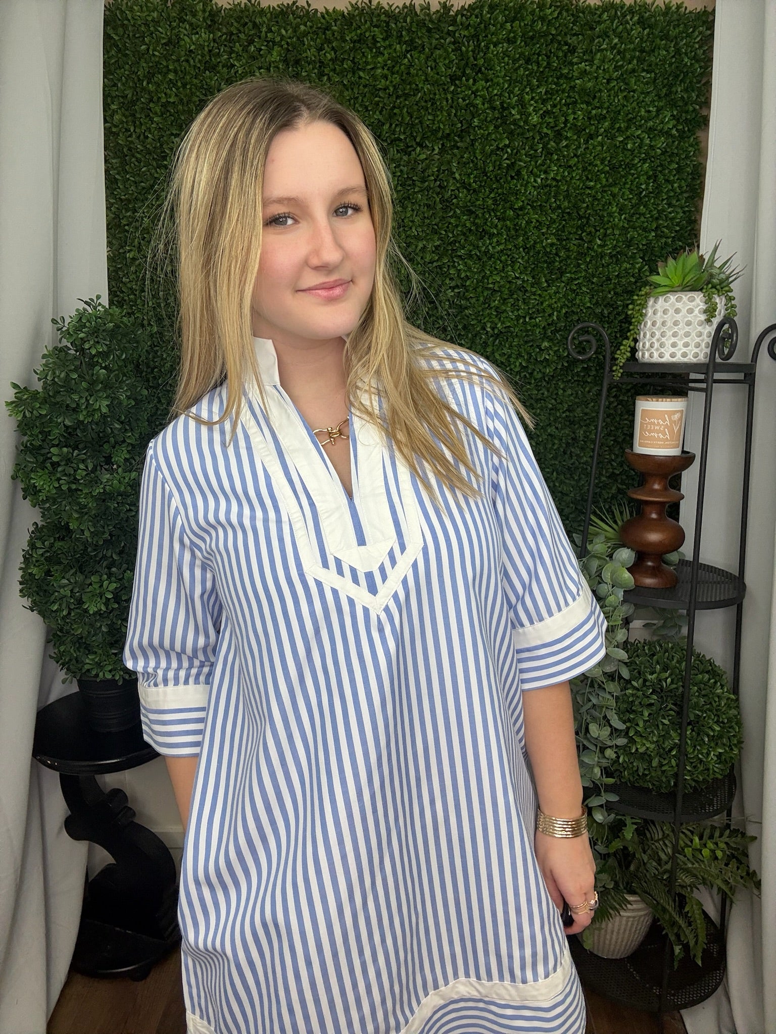 Lt Blue Stripped Dress