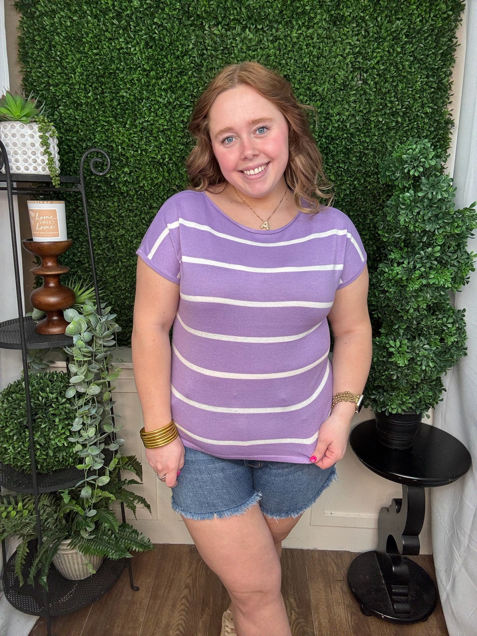 Lavender Skies Stripe Knit Top