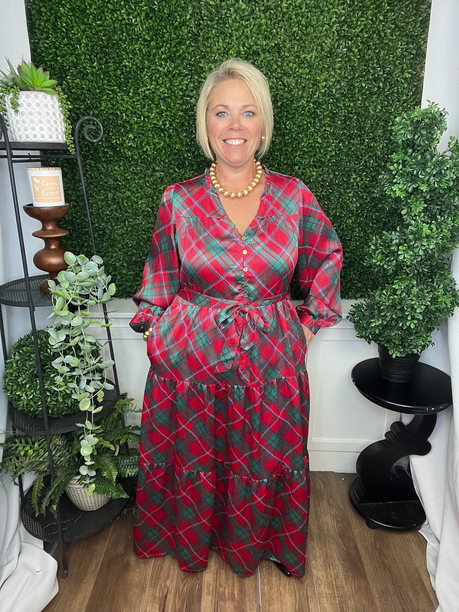 GRACELYN DRESS PLAID ABOUT YOU - PINK