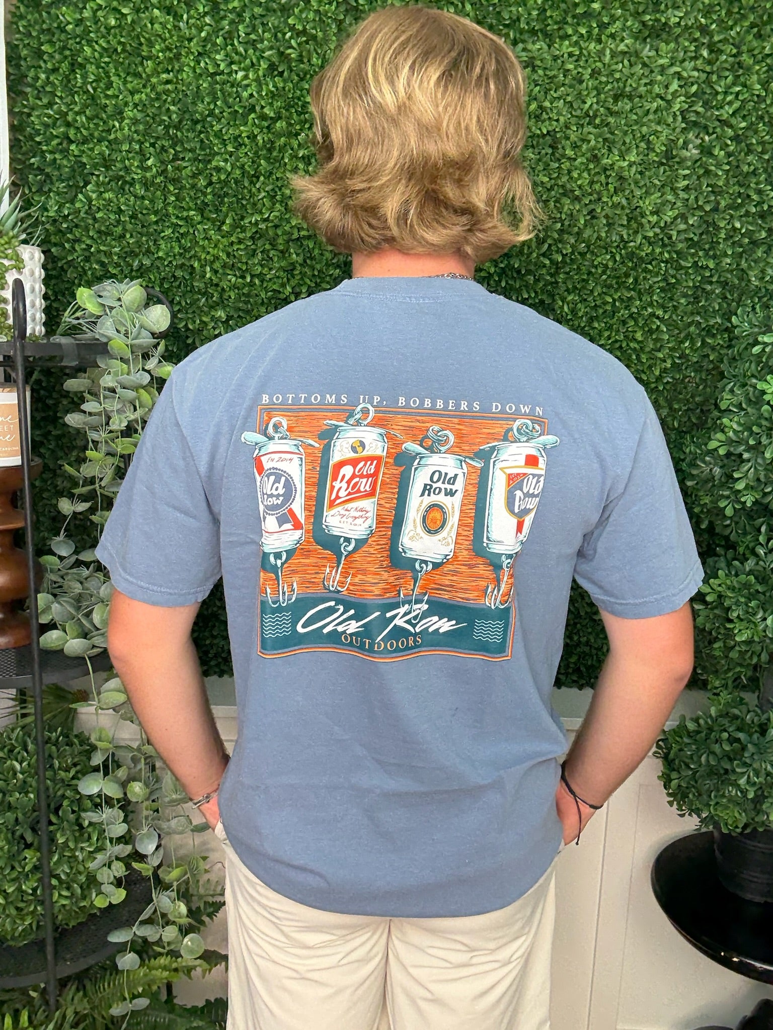 BOTTOMS UP BOBBERS DOWN POCKET TEE - BLUE JEAN