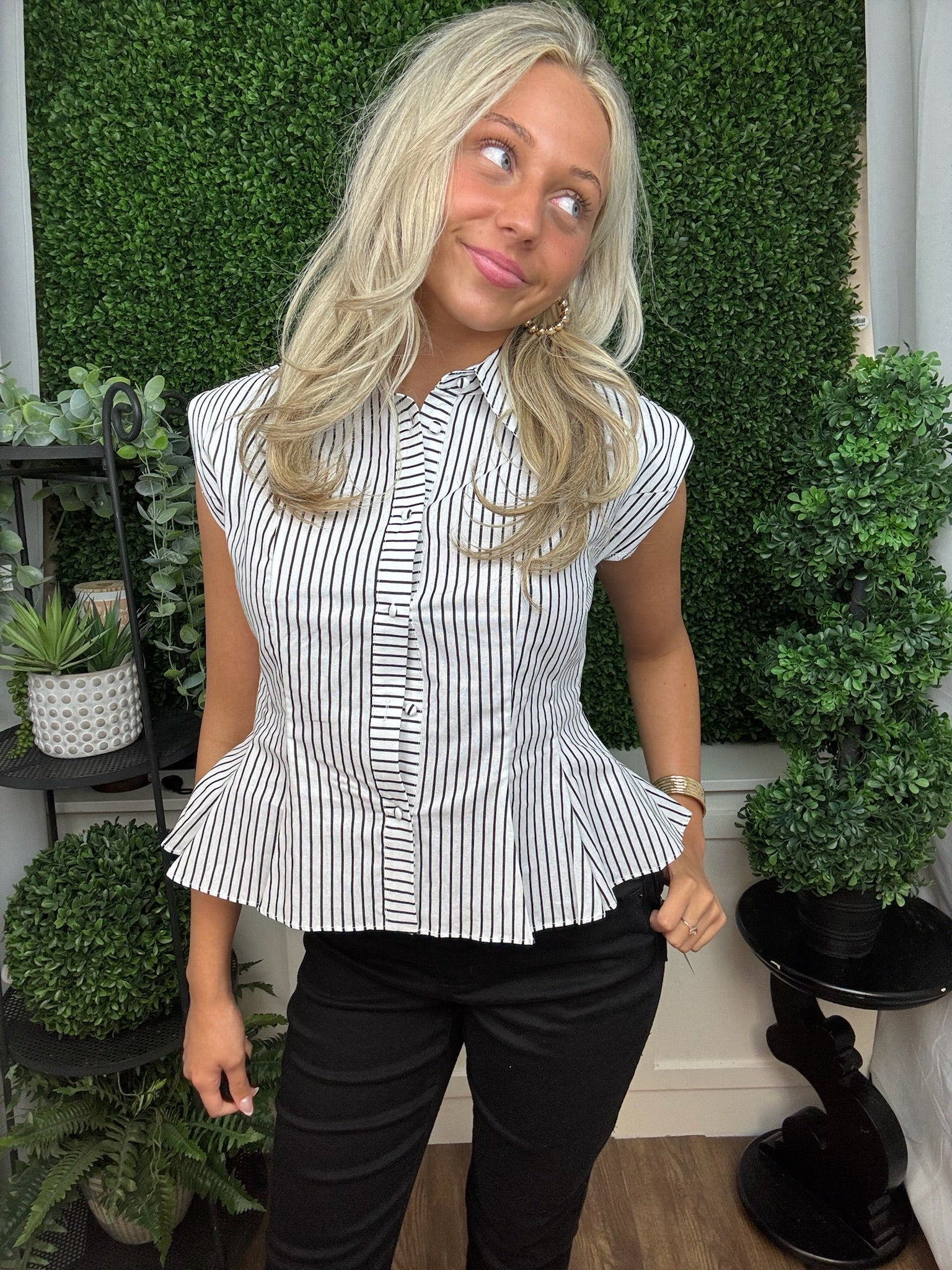 City Line Pintuck Sleeveless Shirt