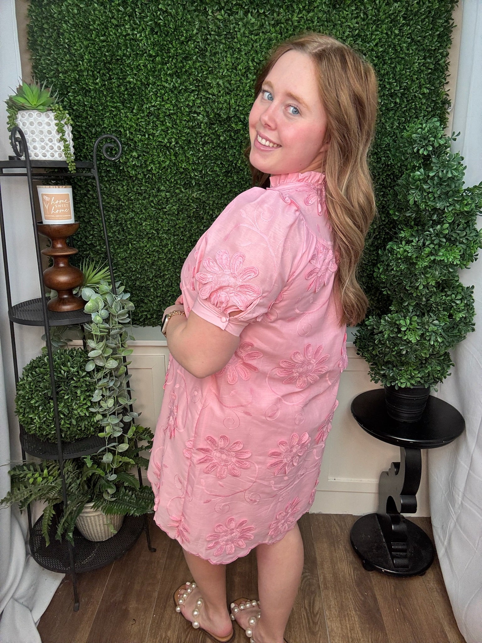 Blush Garden Embroidered Shift Dress