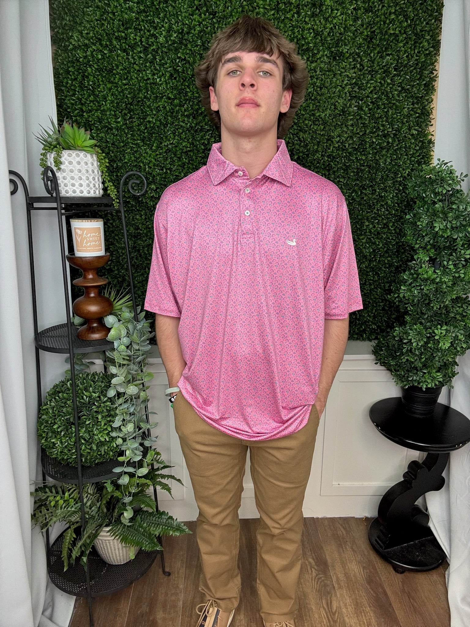 FLYLINE PERFORMANCE POLO - OLE TUESDAY - PINK & BLUE