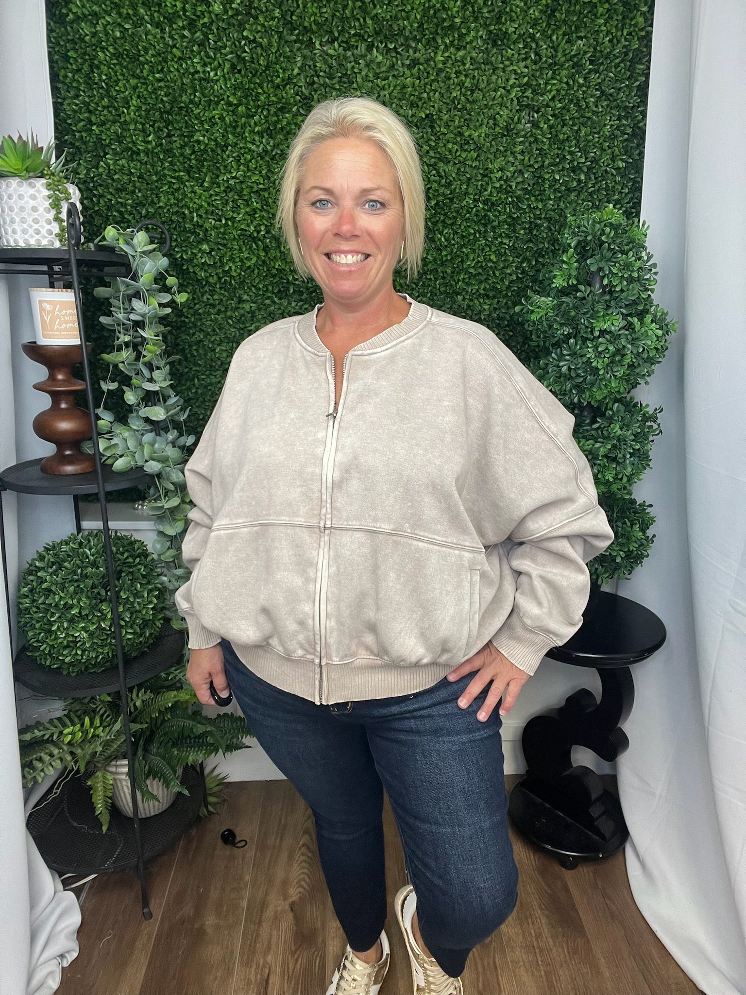 ACID WASHED FLEECE JACKET