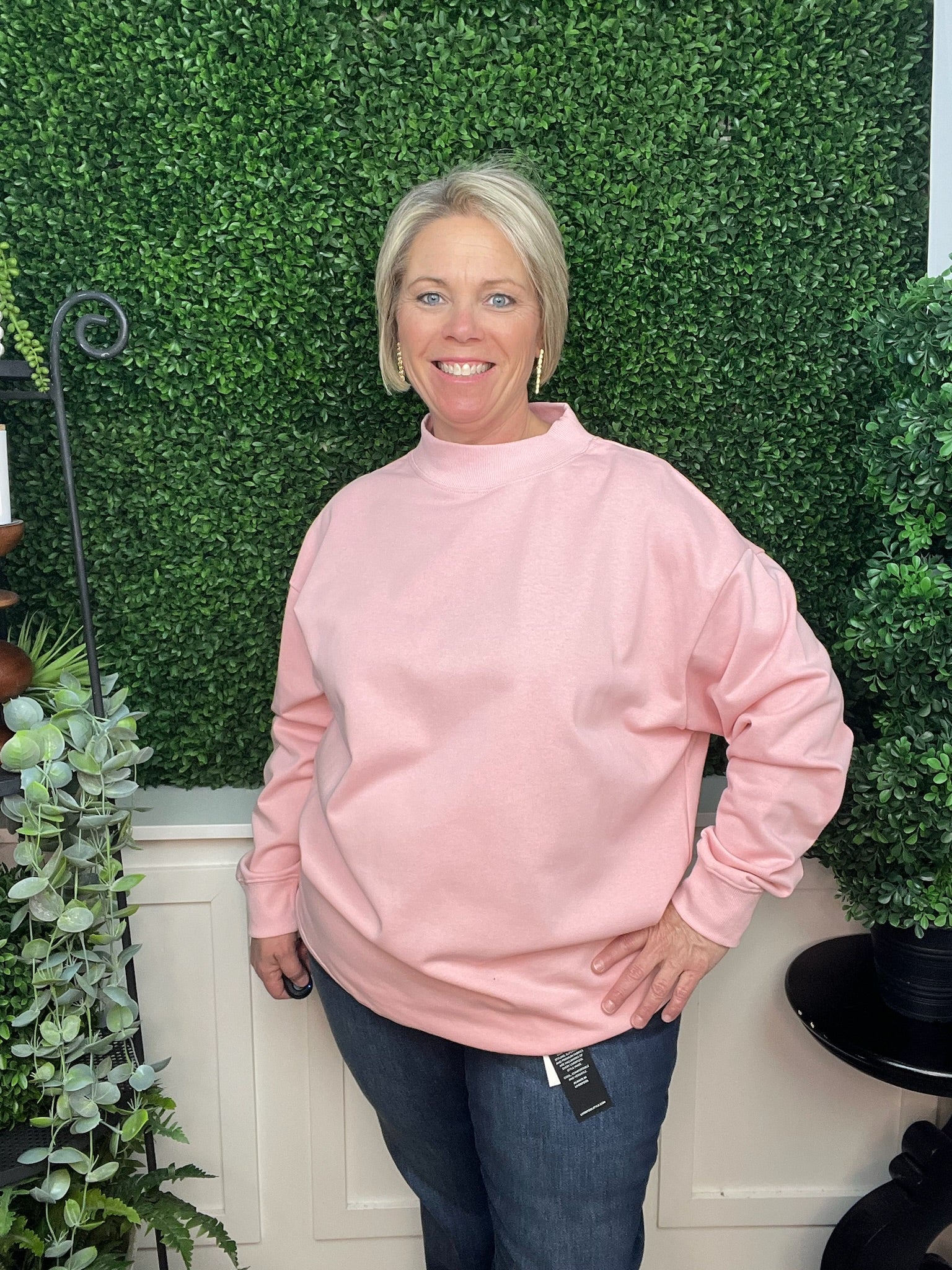 MOCK NECK SWEATSHIRT - LIGHT PINK